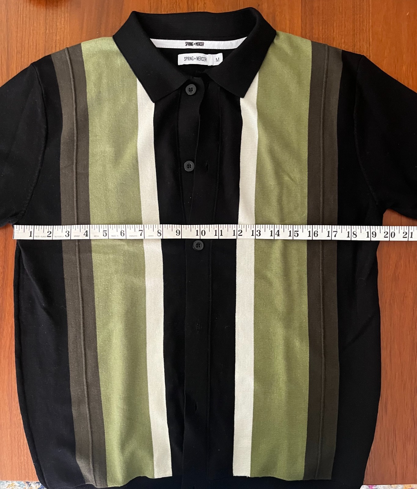 Men’s Knit Short Sleeve Shirt, Sz M Black, Green, White