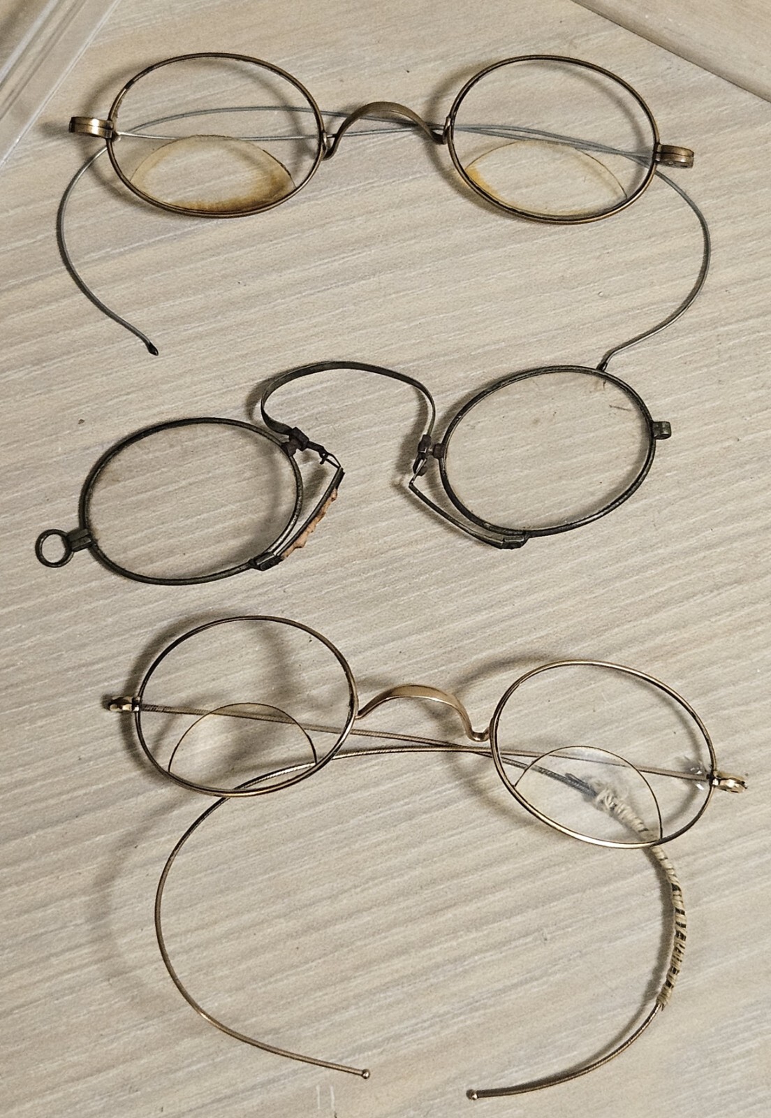 LOT OF 3 Vintage F.A. Hardy & Co. Frameless Spectacles Gold Silver Reading Glass