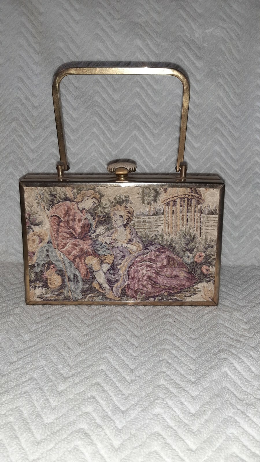 950s 1960s TYROLEAN Bag French Tapestry 3D Puffed Puff Puffy Victorian Purse