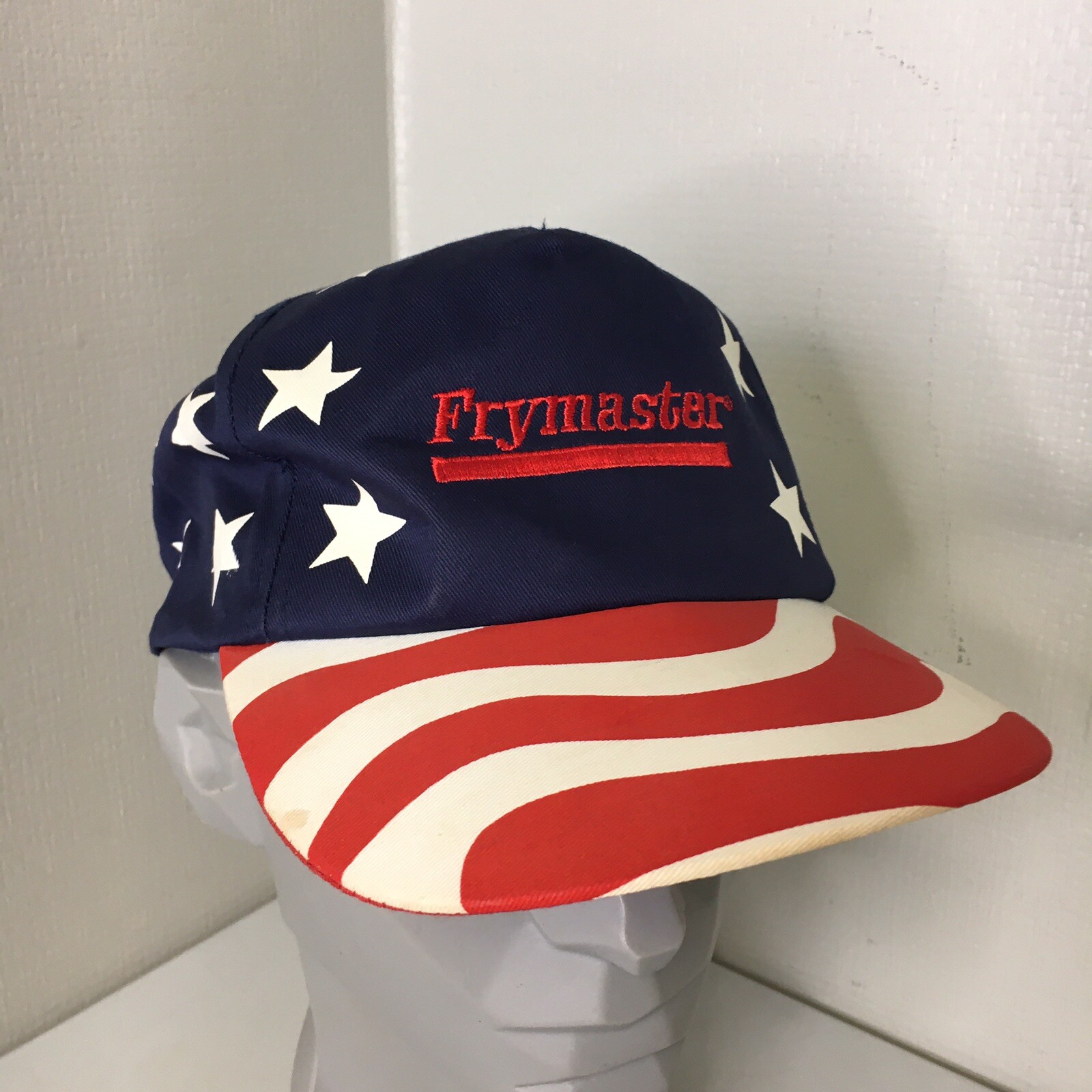 Vintage Frymaster Patriotic American Flag Hat USA Snapback Red White Blue