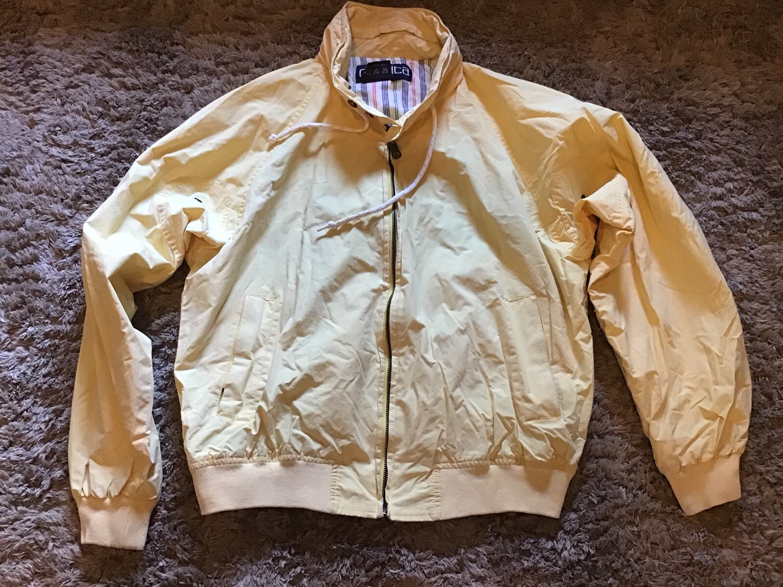 Vintage 90’s Nautica Jacket Yellow Full Zip W/hood Sz. Large