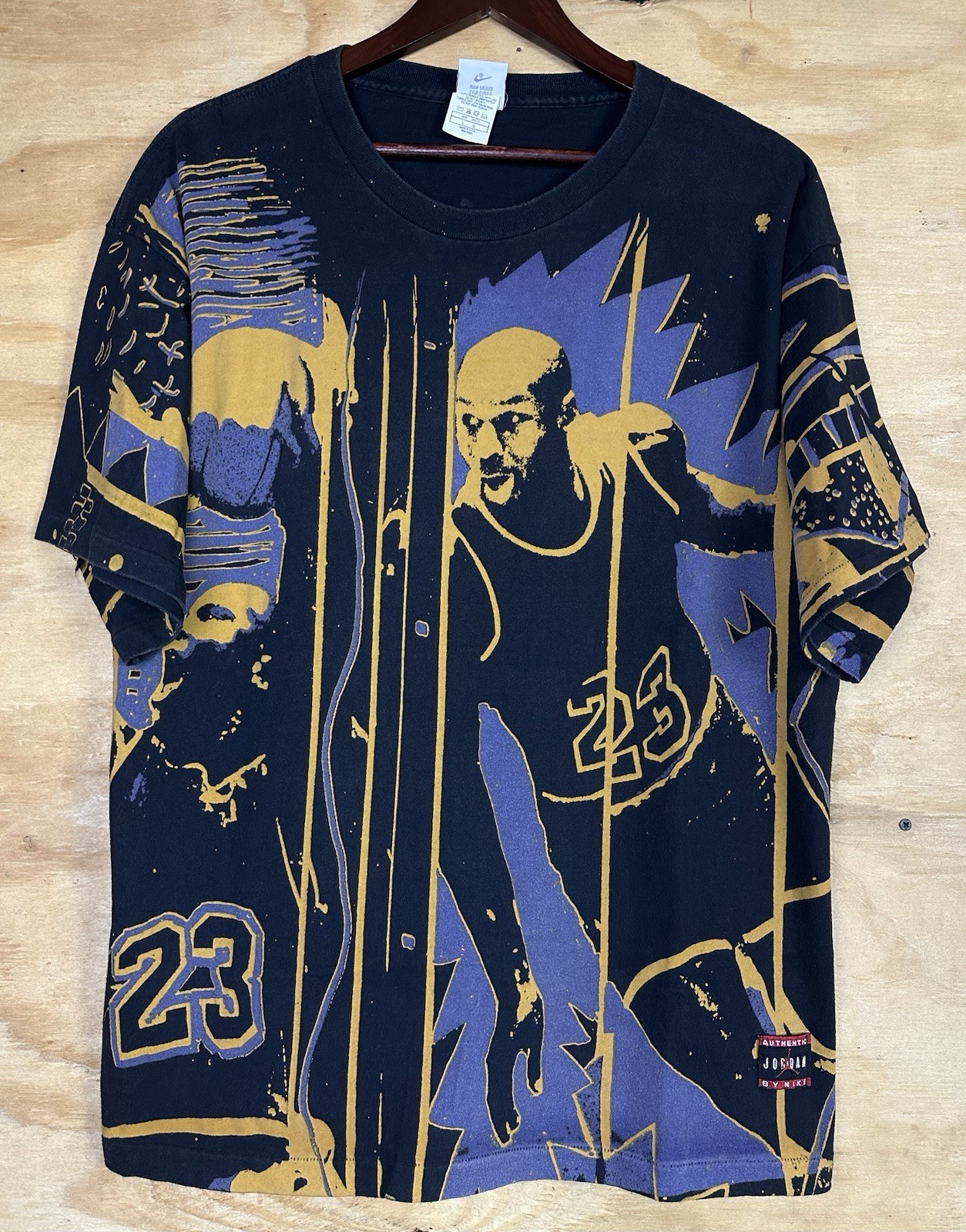 Vtg 90s Michael Jordan 23 Bulls Art All Over Print Nike Gray Tag T-shirt