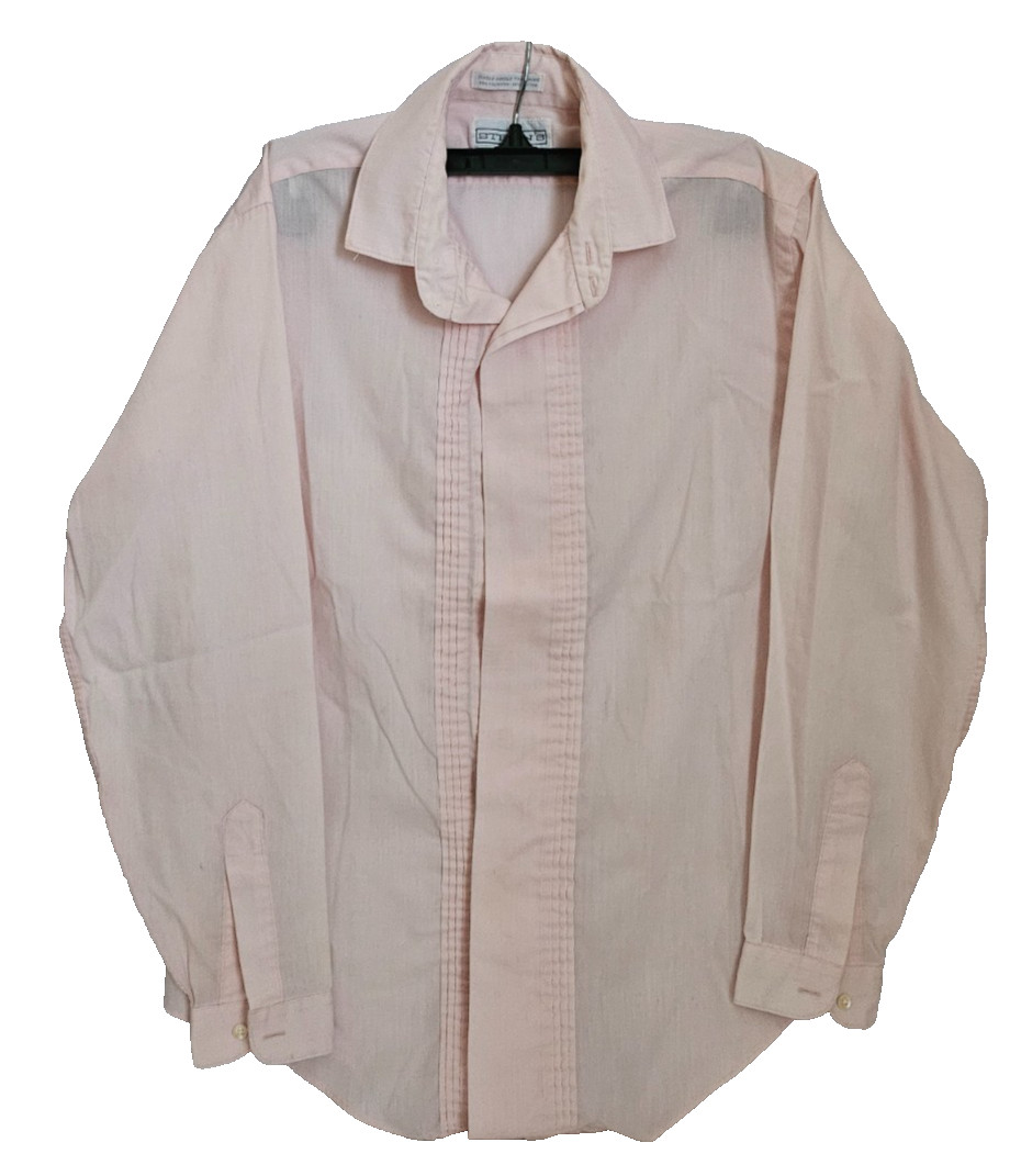 RETRO Stern’s Pink Tuxedo Shirt Mens Size 8 Vintage 80s 90s Pleated Formal