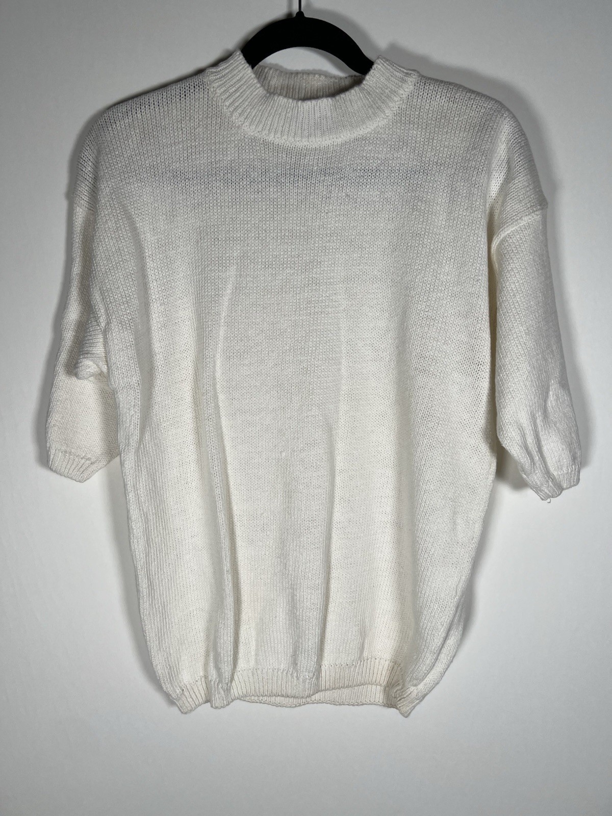 NEW in bag vintage 80s JC Penney Hunt Club white short sleeve beachy sweater S