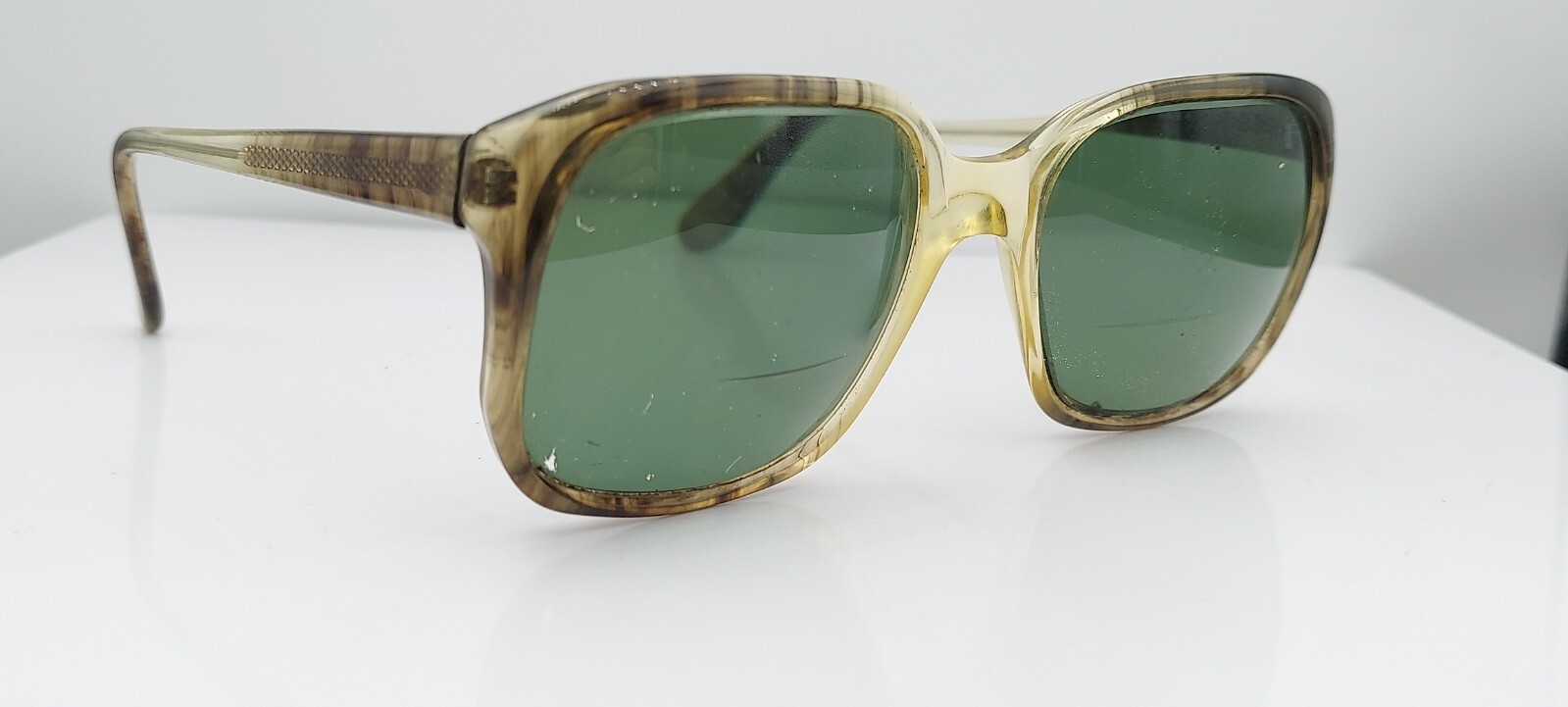 Vintage Bing Britalia Gray Translucent Oval Hong Kong Sunglasses FRAMES ONLY