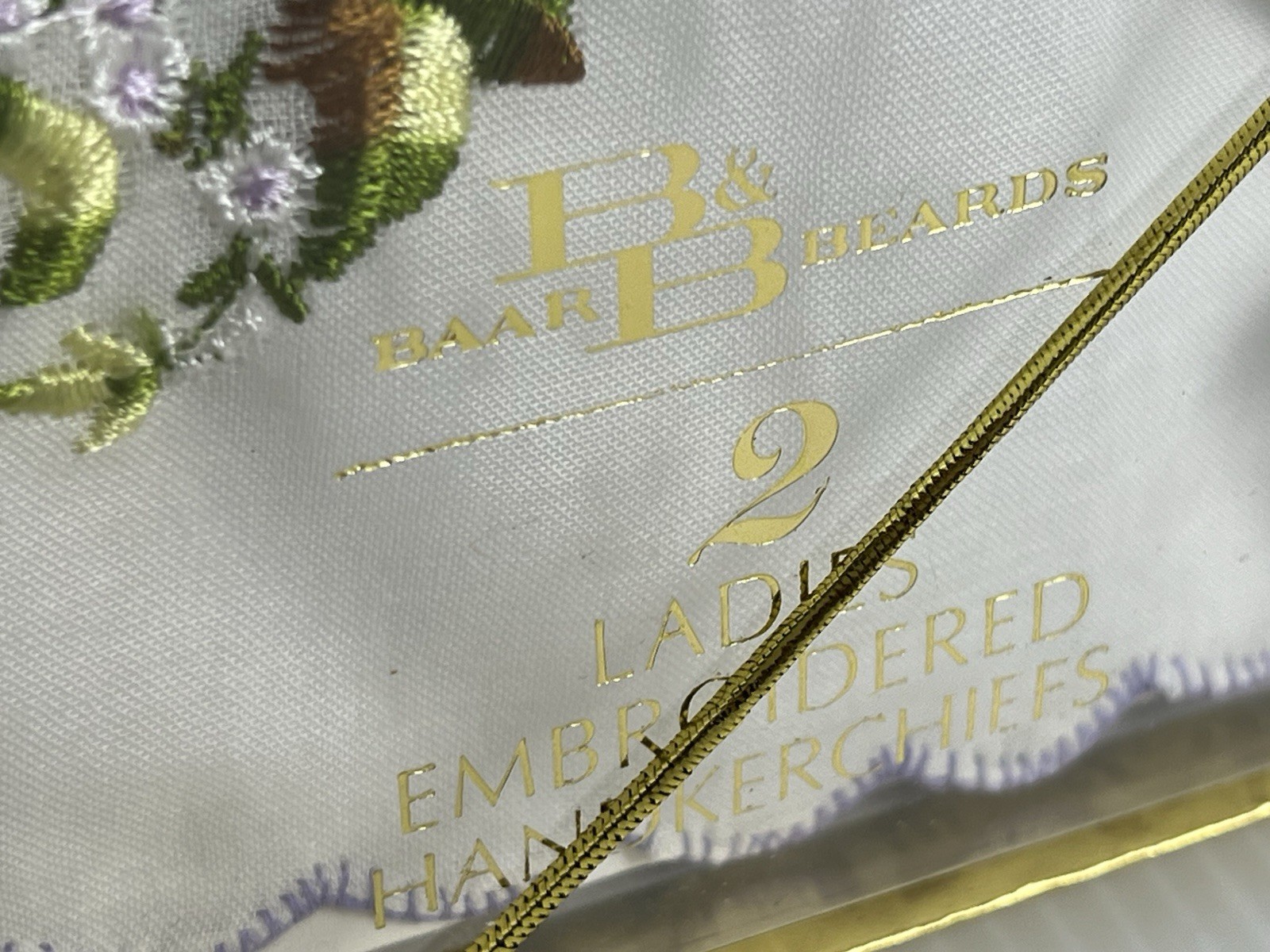 Lot of 2 Boxes Baar & Beards Ladies Embroidered Handkerchiefs 2 Pack Cotton-New