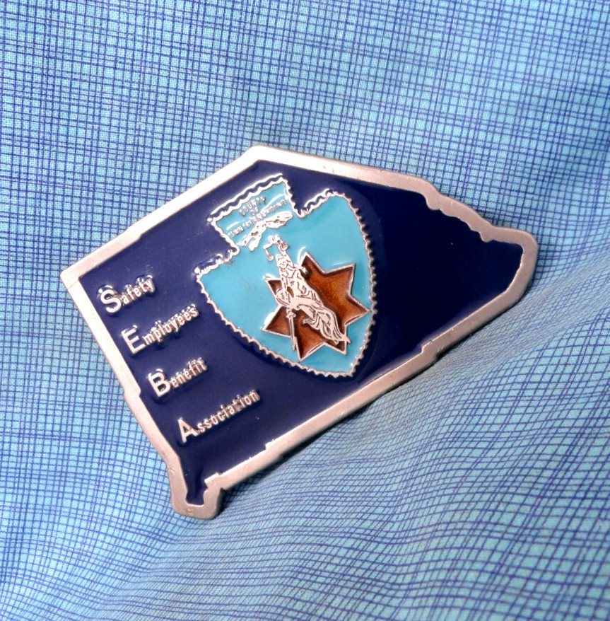 San Bernardino SEBA Belt Buckle CA Safety Employees Benefit Assoc Vtg.GMP171