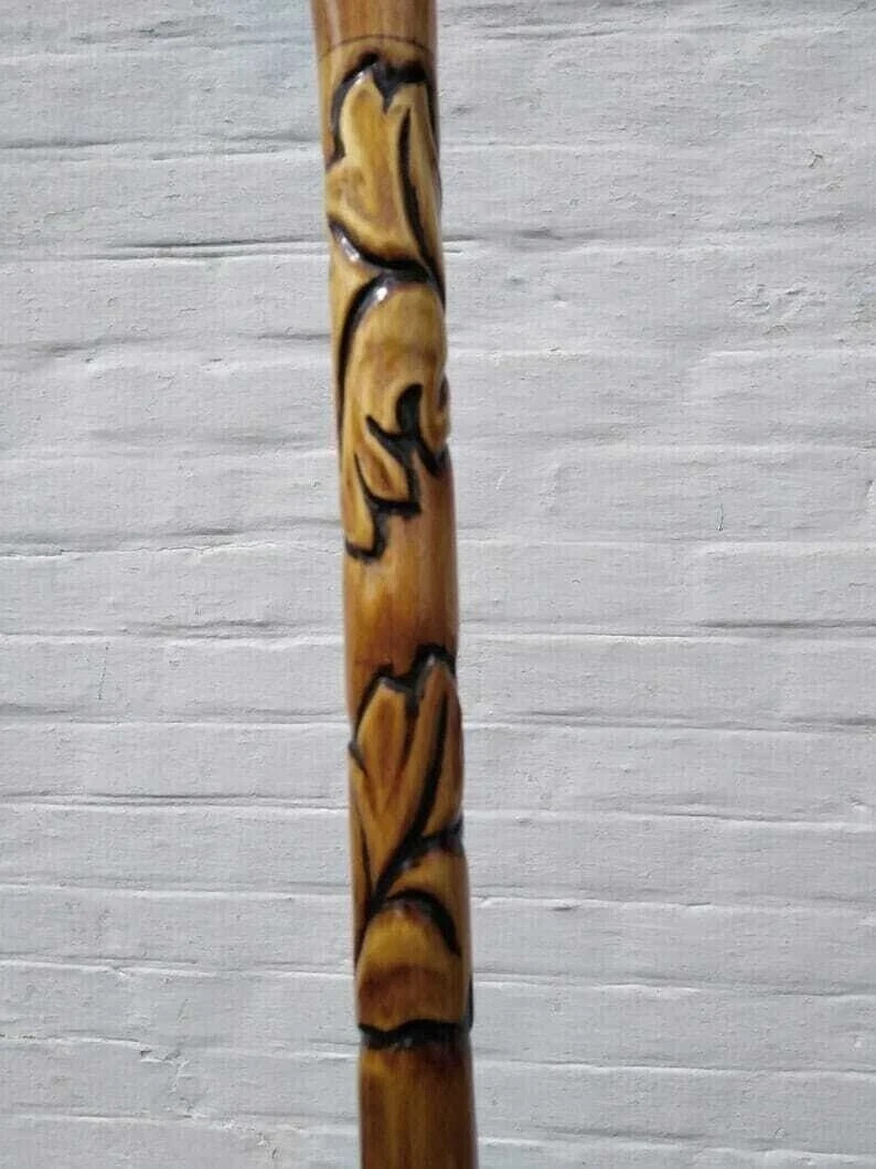Designer Hand Carved Derby Handle Wooden Walking Cane Handmade Men Women