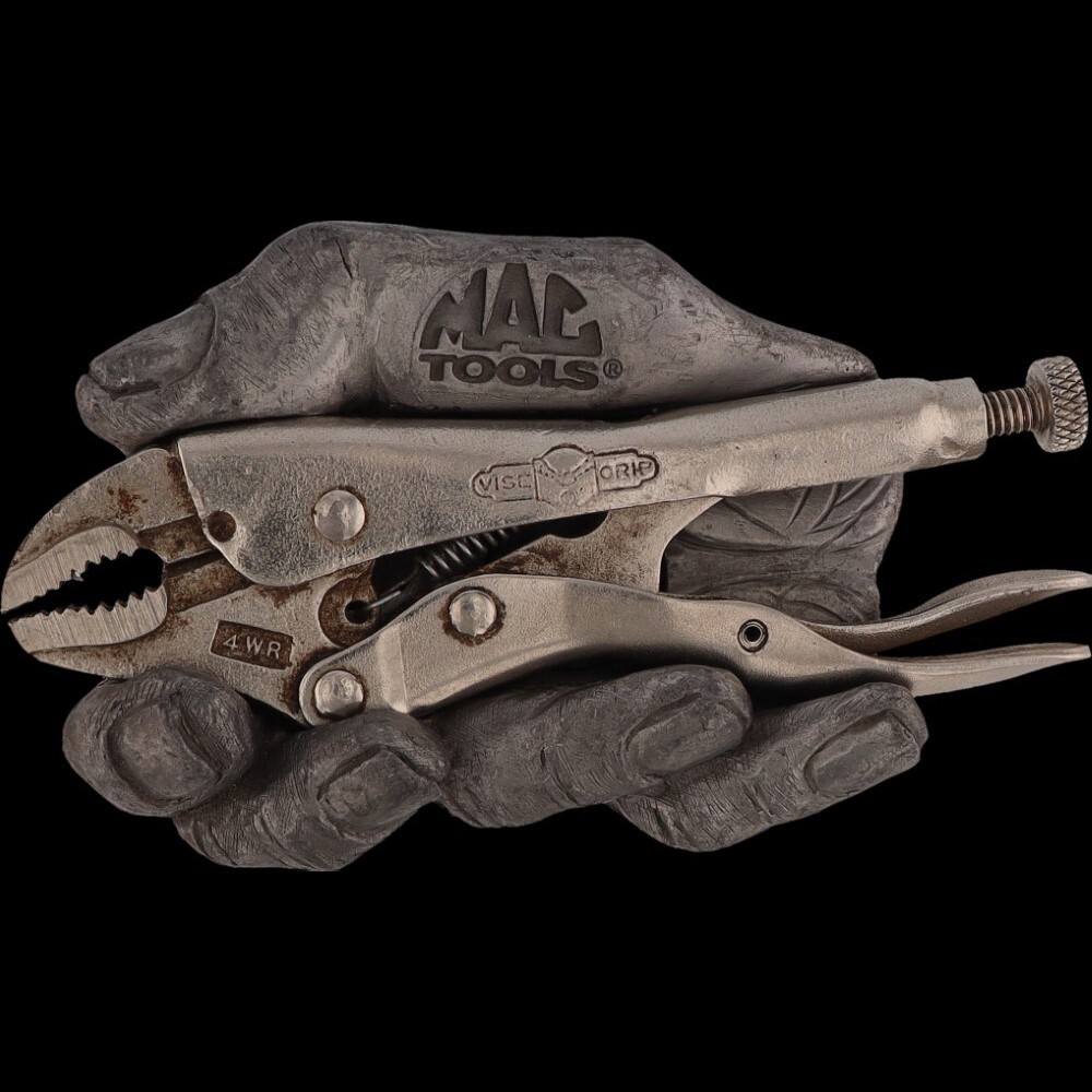 Rare Mac Tools Vice Grips Race Racing Indy Car Mechanic Vintage Belt Buckle