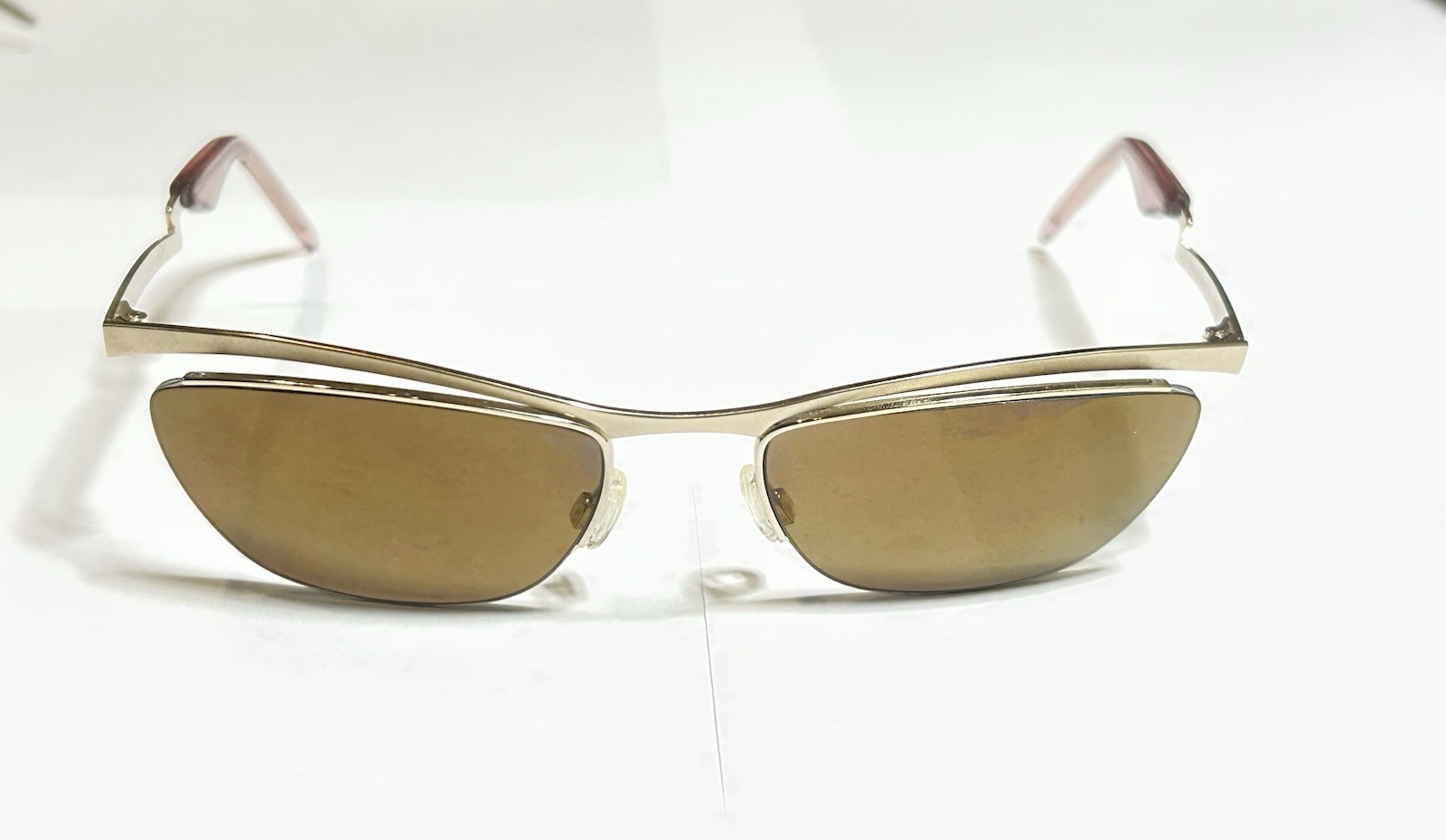 Neostyle EOS 09 Vintage Sunglasses Gold Brown Shield Rimless 55-18 Germany