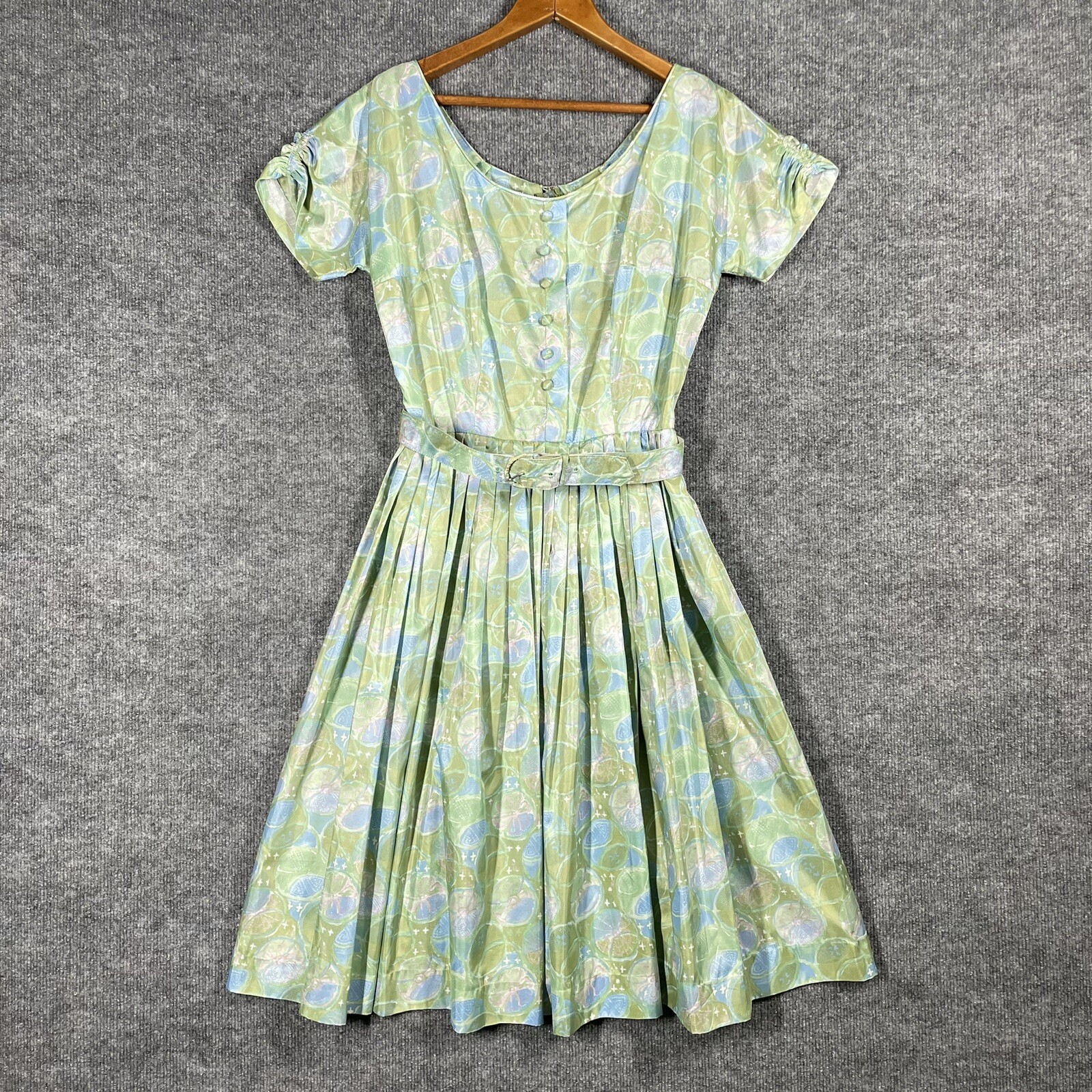 VINTAGE 50s 60s TNT Originals Novelty Fruit Print Dress Size Small Citrus Party