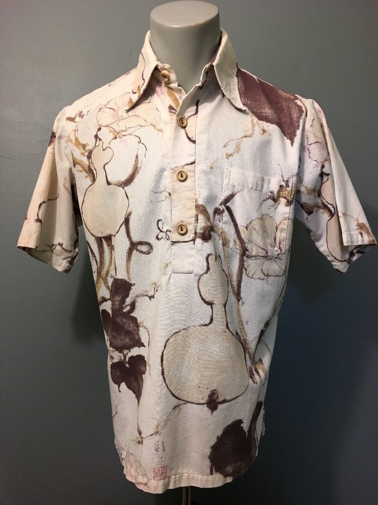 Vtg 60s 70s Surf Line Hawaiian Shirt Mens M Beach Surfer Reverse Print Abstract