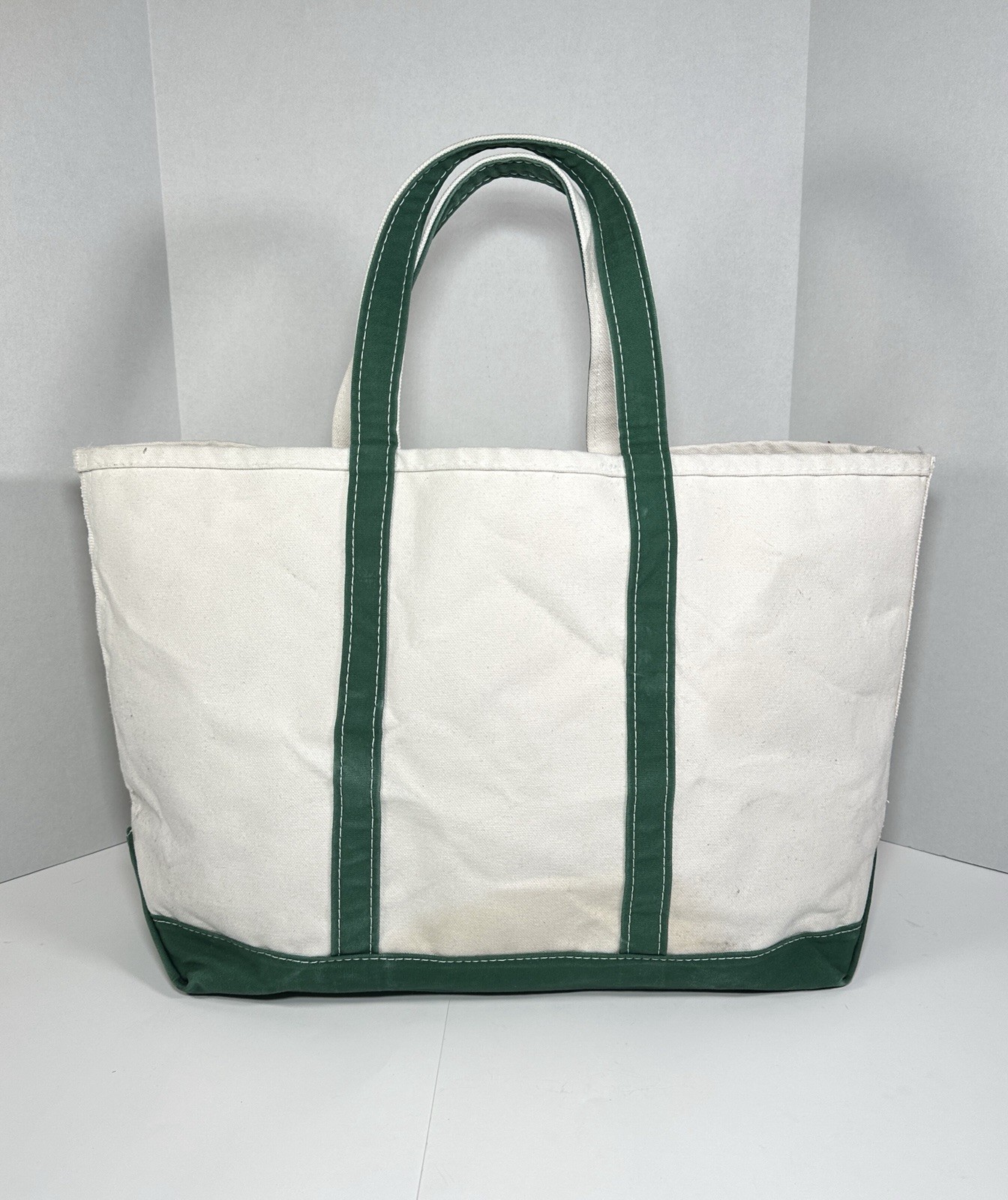 L.L. Bean Boat And Tote Bag Vintage 1980s USA Canvas 80’s LL Bean Large Green