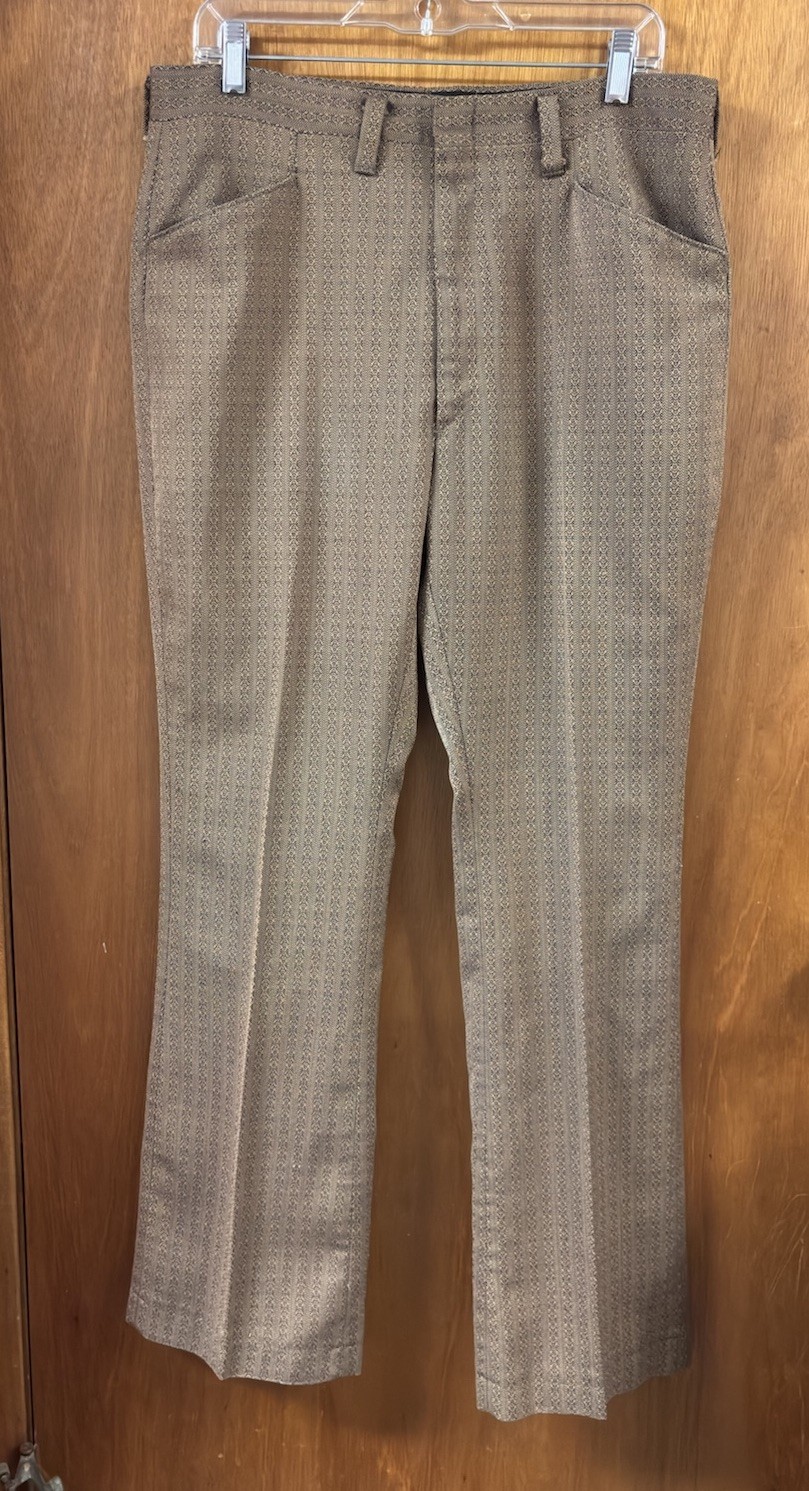 1970’s Haggar Mustang Pants Woven Fabric Black & Brown Weave 36 X 32”