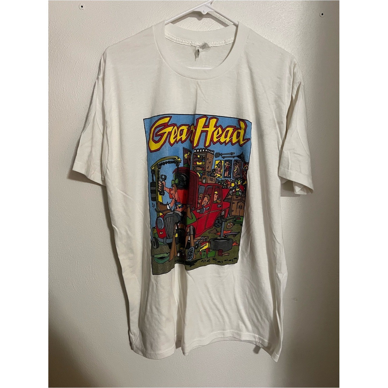 TNT Vintage 80s Auto Shop Humor John Holladay Graphic T Shirt White Men’s Sz XL