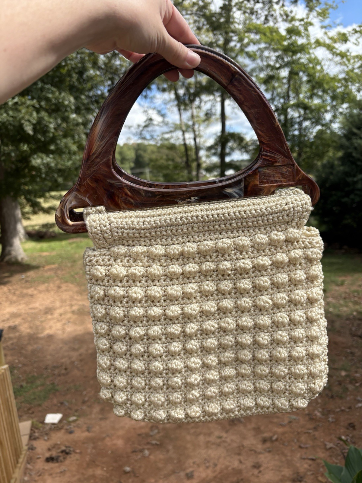 Vintage 1960’s 70’s Bakelite Style Accento Craft Macrame Purse
