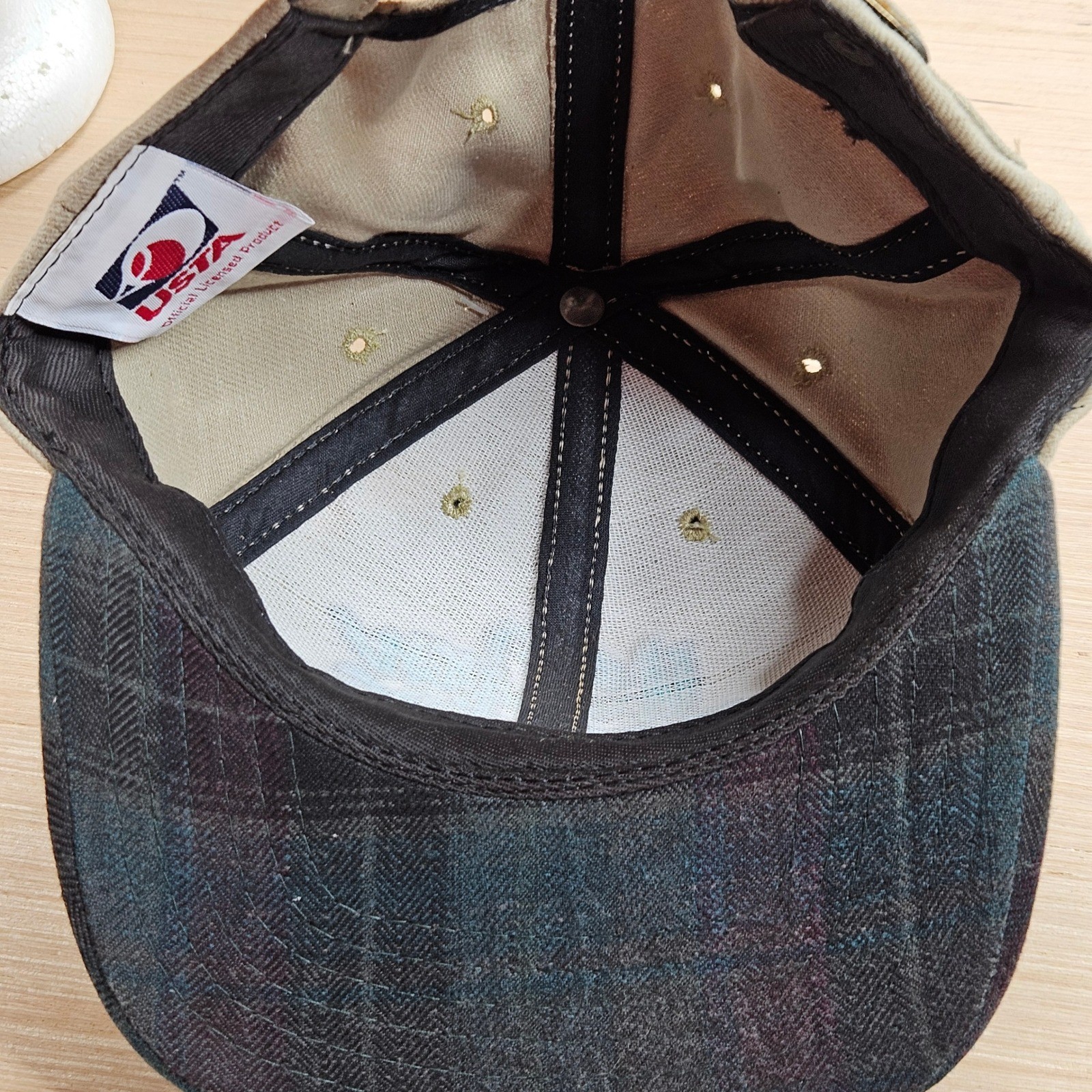 American Needle US Open Tennis 96 Hat Mens OS Tan Plaid Brim Embroidered NEW