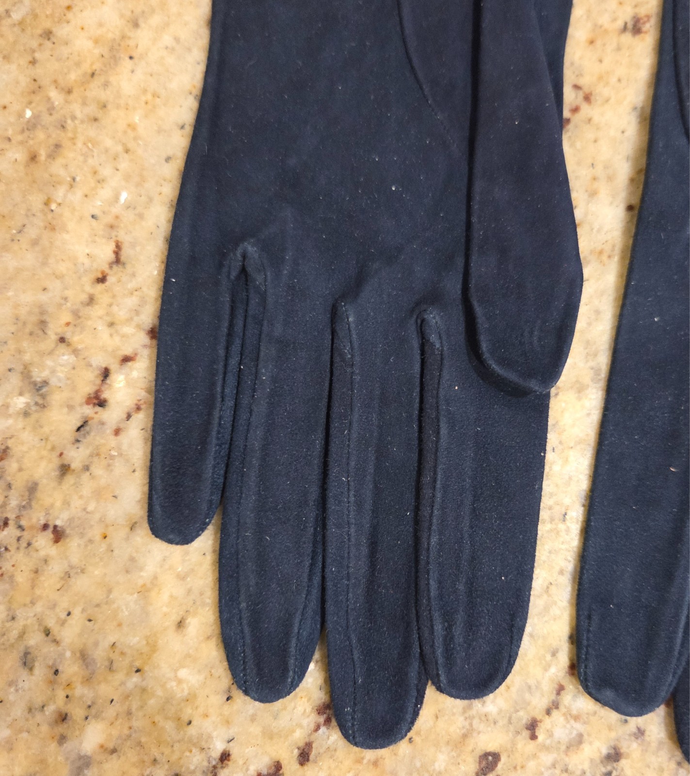 Vintage Womens Size M 7 Blue Suede Leather Formal 11″ Long Gloves