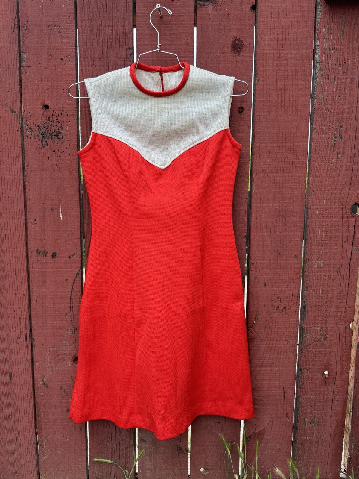 Vintage 60s 70s Montgomery Ward Red Dress Sleeveless Mod Retro Mad Men Hippie