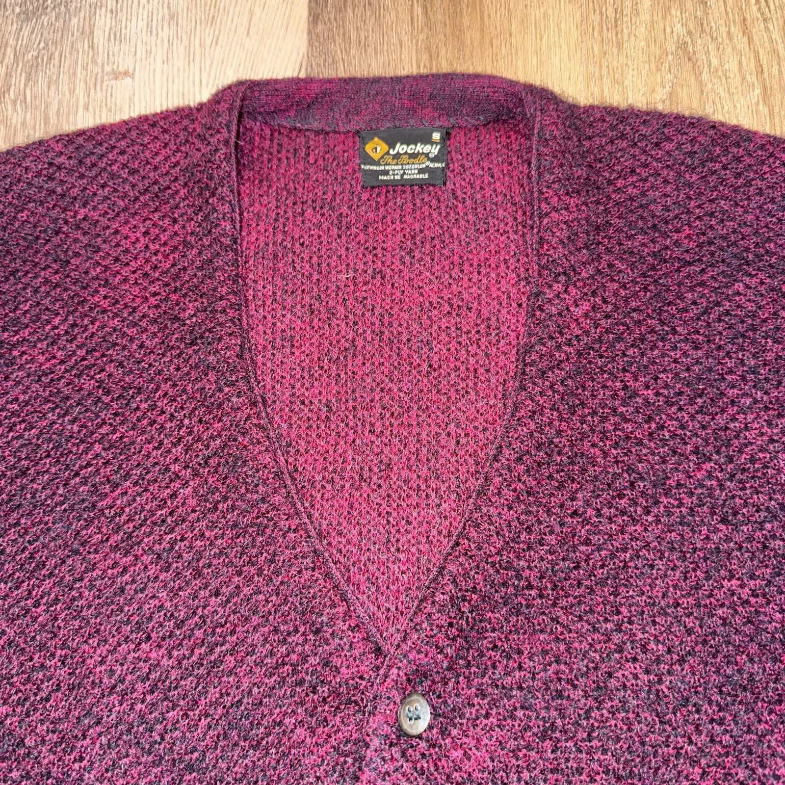 Vintage Jockey Sweater Mens Mohair Acrylic Poodle Cardigan 70s Rockabilly Small