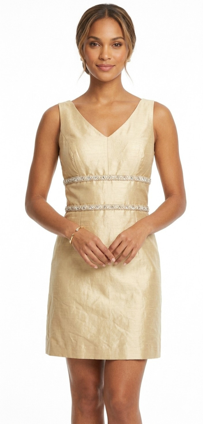 Vintage Elinor Simmons Women’s Malcolm Starr Montaldo’s Dress Sleeveless Beige