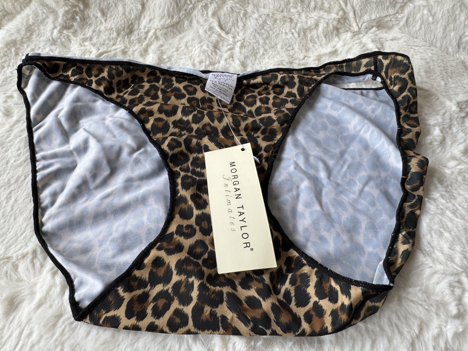 New Vintage Satin Bikini Panty Size 5/S Leopard Print Morgan Taylor