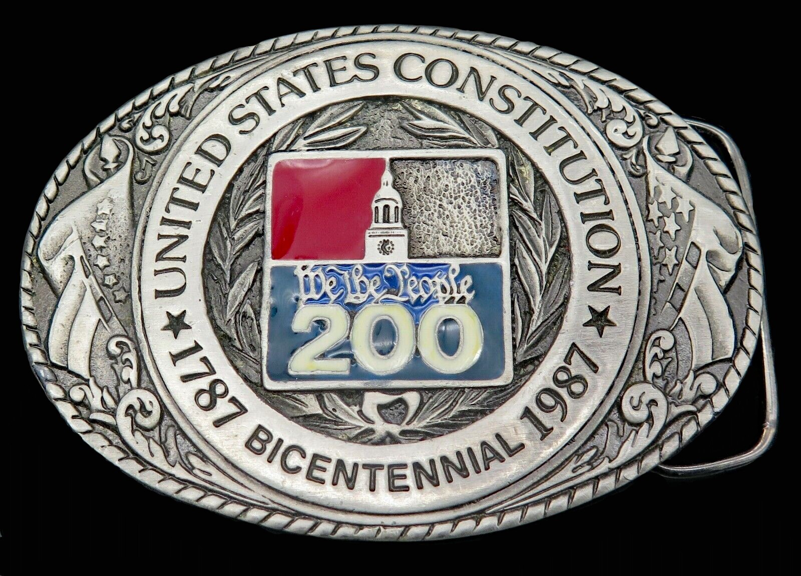 United States Constitution Bicentennial Patriotic Texoma Vintage Belt Buckle