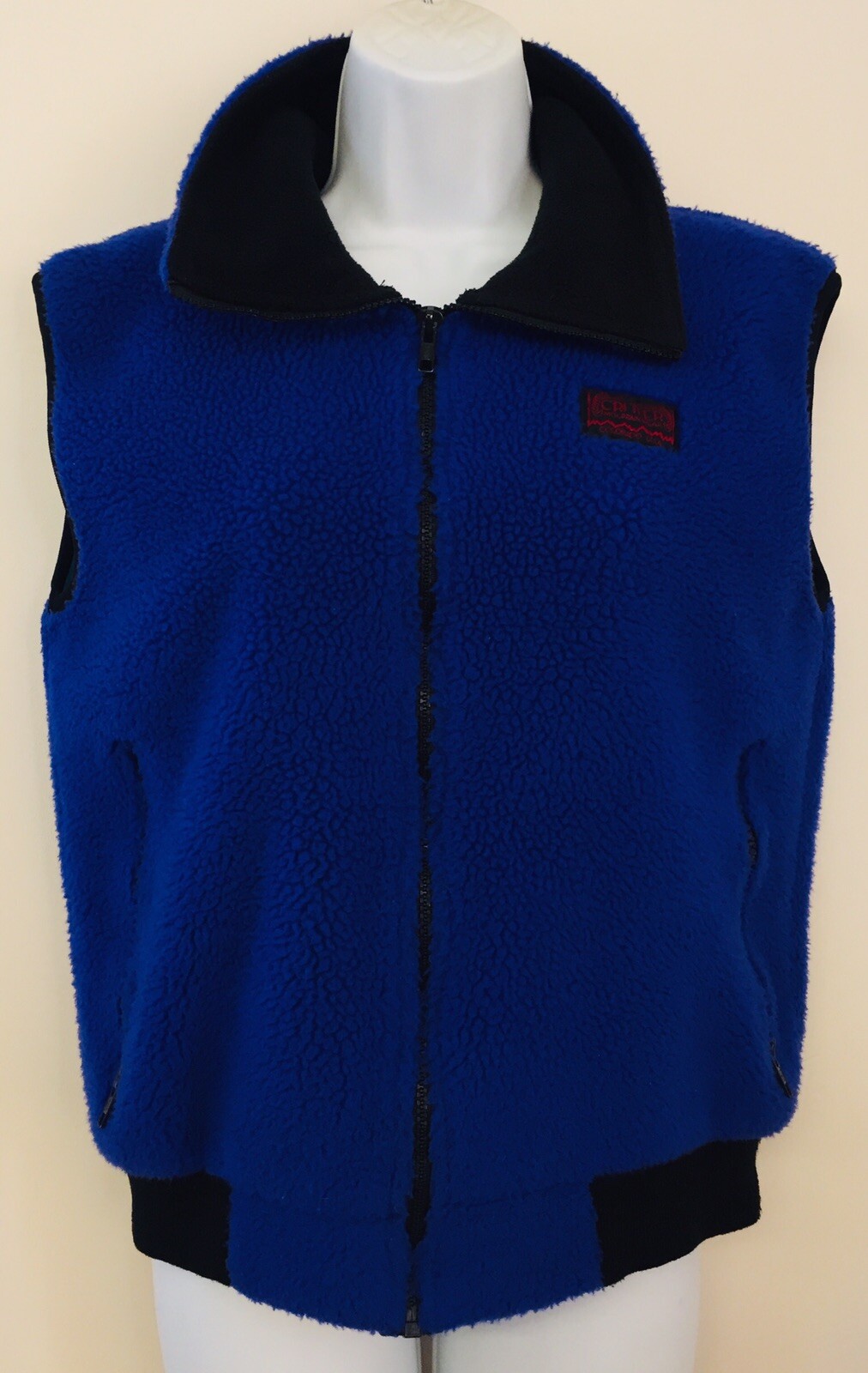 Critter Mountain Wear Deep Pile Fleece Colorado USA Royal Blue Vest VTG 80s Sz S