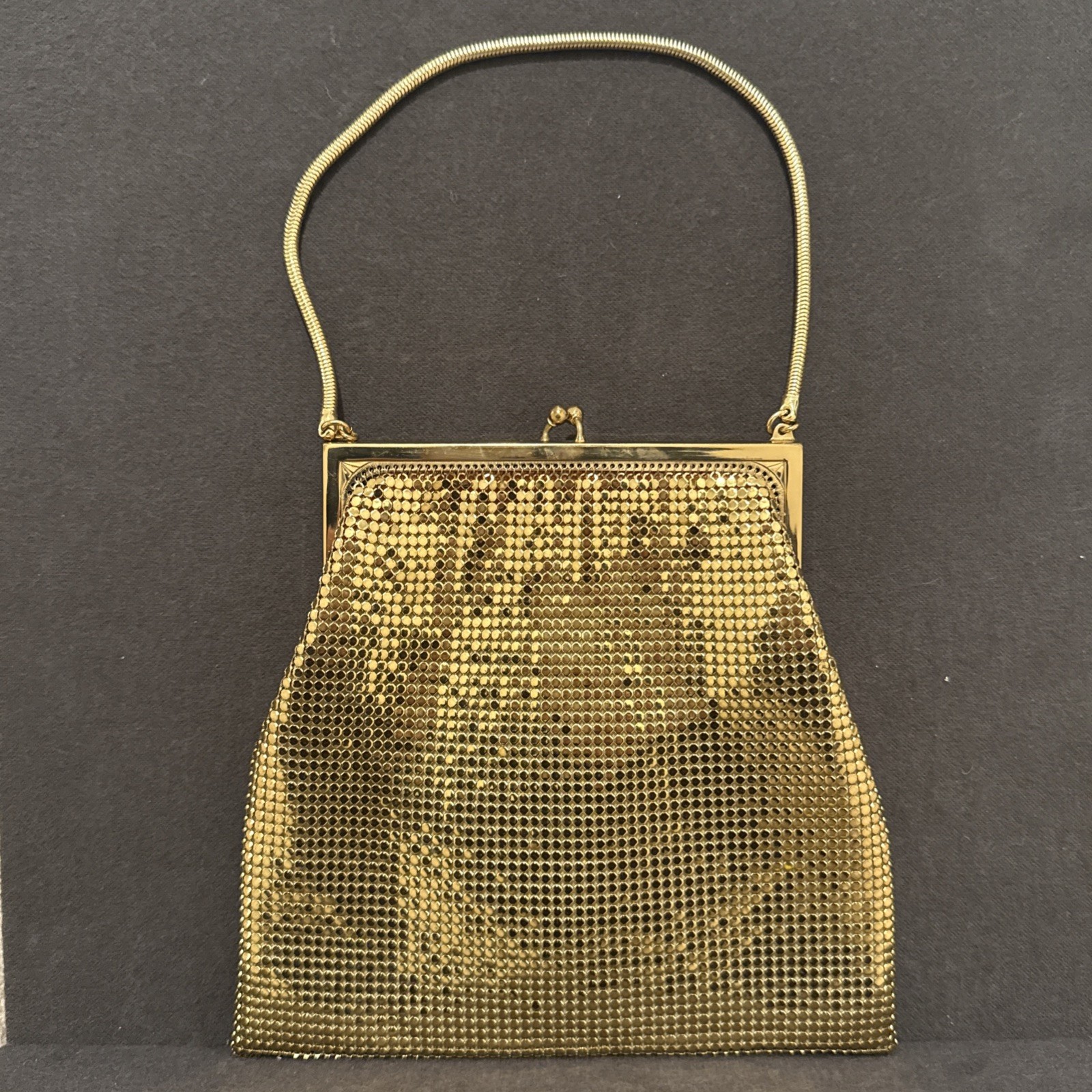 Vintage Gold Tone Mesh Bag Whiting & Davis Clutch *MINT*