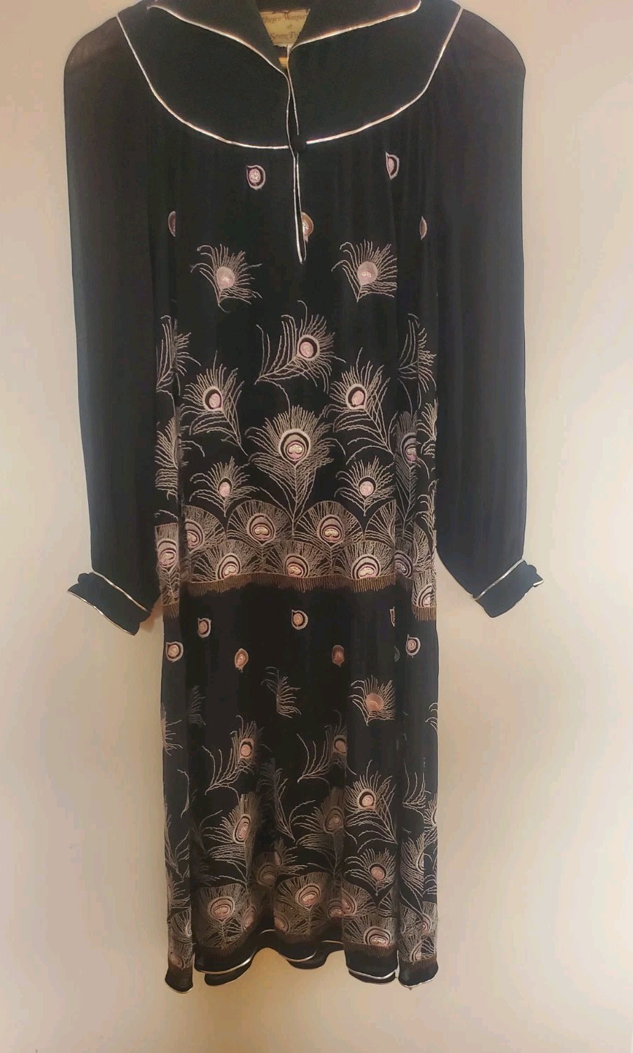 JANICE WAINRIGHT VINTAGE EMBROIDERED VISCOSE MIDI DRESS SIZE S/ M