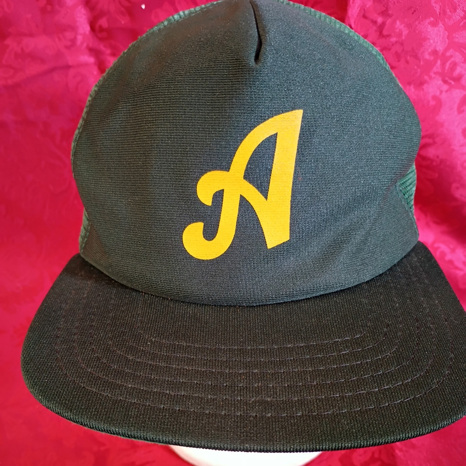 Vtg Oakland As MLB New Era Hat Green Embroidered Mesh Snap Back BASEBALL