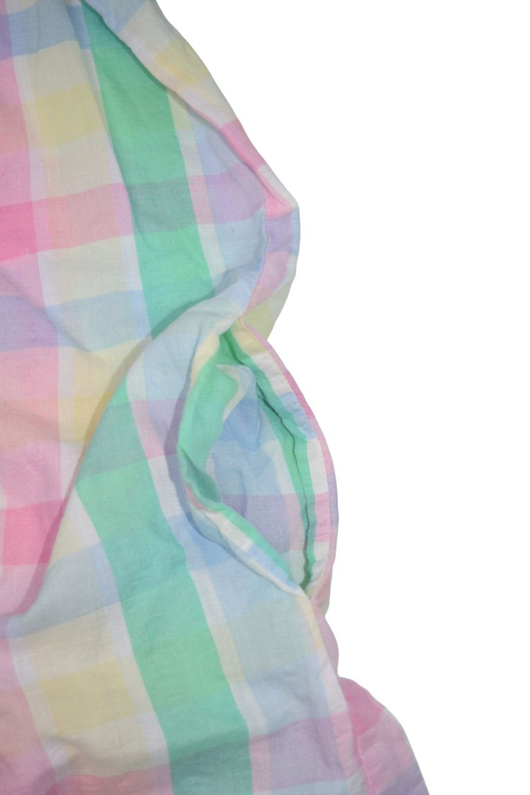 Vintage Saybury Dress Womens Small Pastel Plaid Ruffle House 80s Cotton
