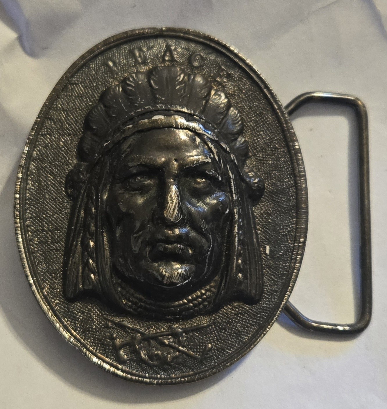 Wyoming Studio Art Works James Lind W38 Indian Chief Belt Buckle Peace Pipe
