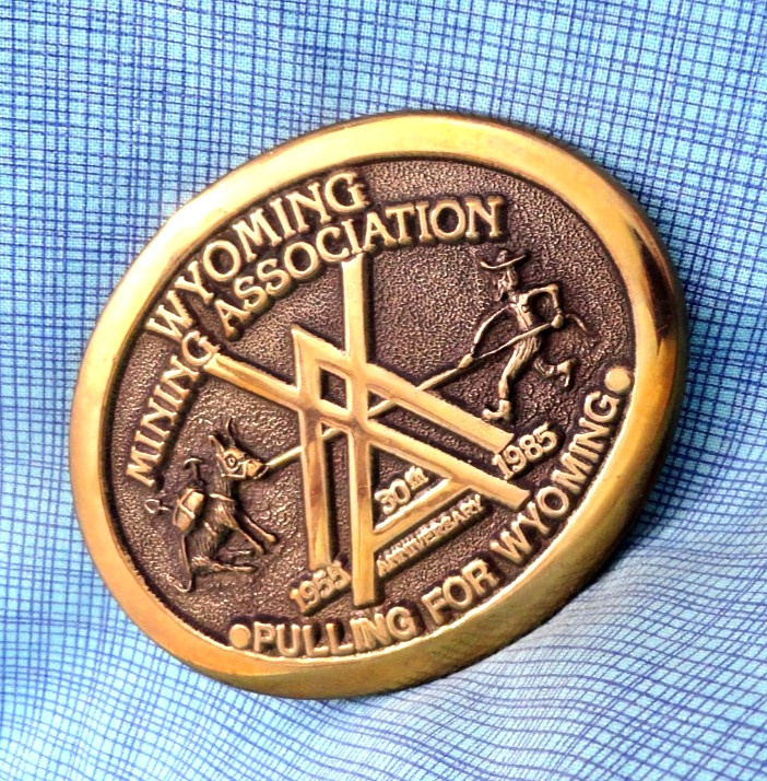 Wyoming Mining Belt Buckle 30th Year 1985 #OLE Coal Uranium Vtg WHC .MDA034