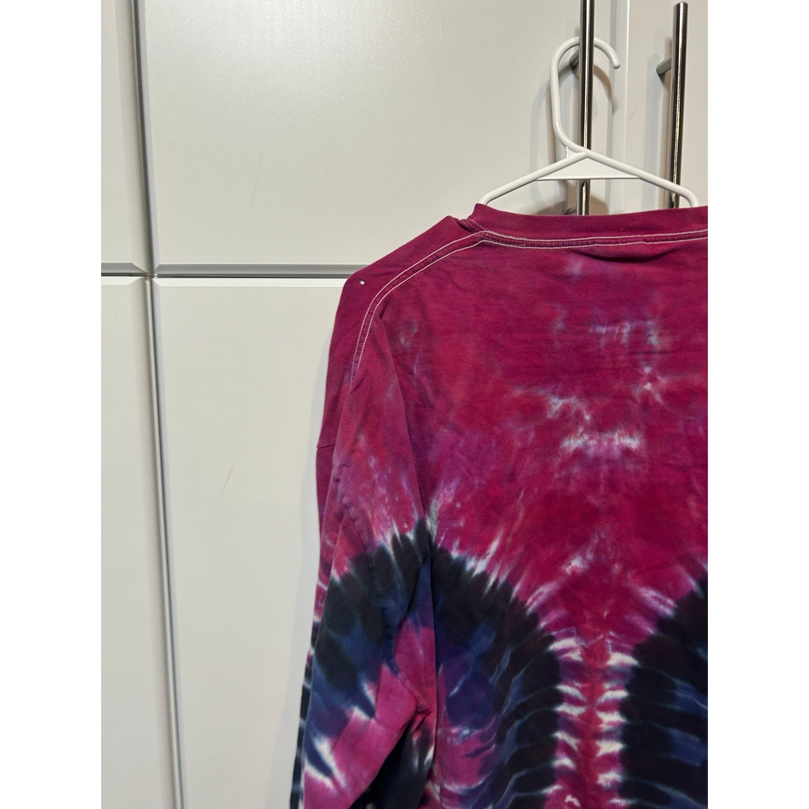 Vintage Hanes Beefy-T Tie Dye Long Sleeve Shirt Mens XXL Magenta Purple 90s Tee