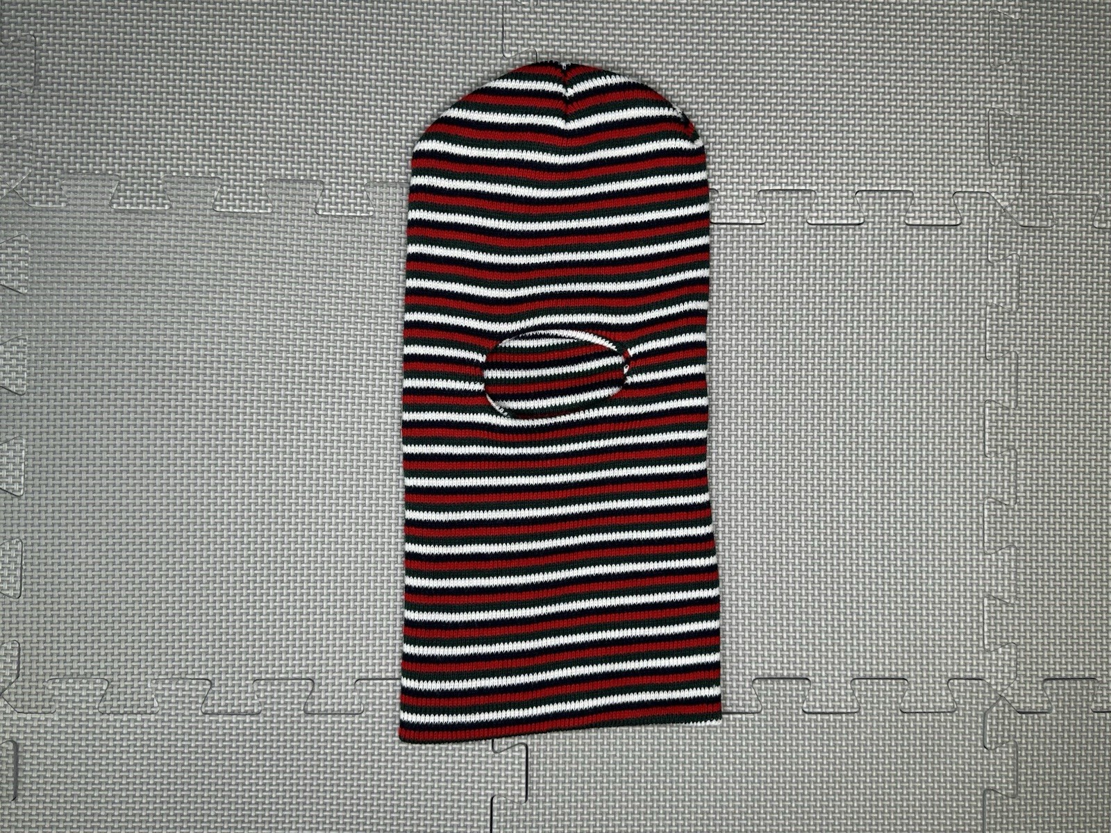 Vtg 80s 90s Balaclava Beanie Ski Mask Striped White Green Red Navy