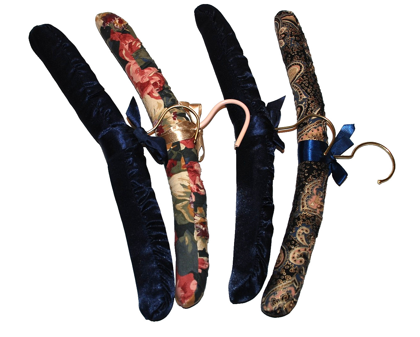 Satin Fabric Padded Lingerie Clothes Hangers Ribbon Unbranded Set of 8 Vintage