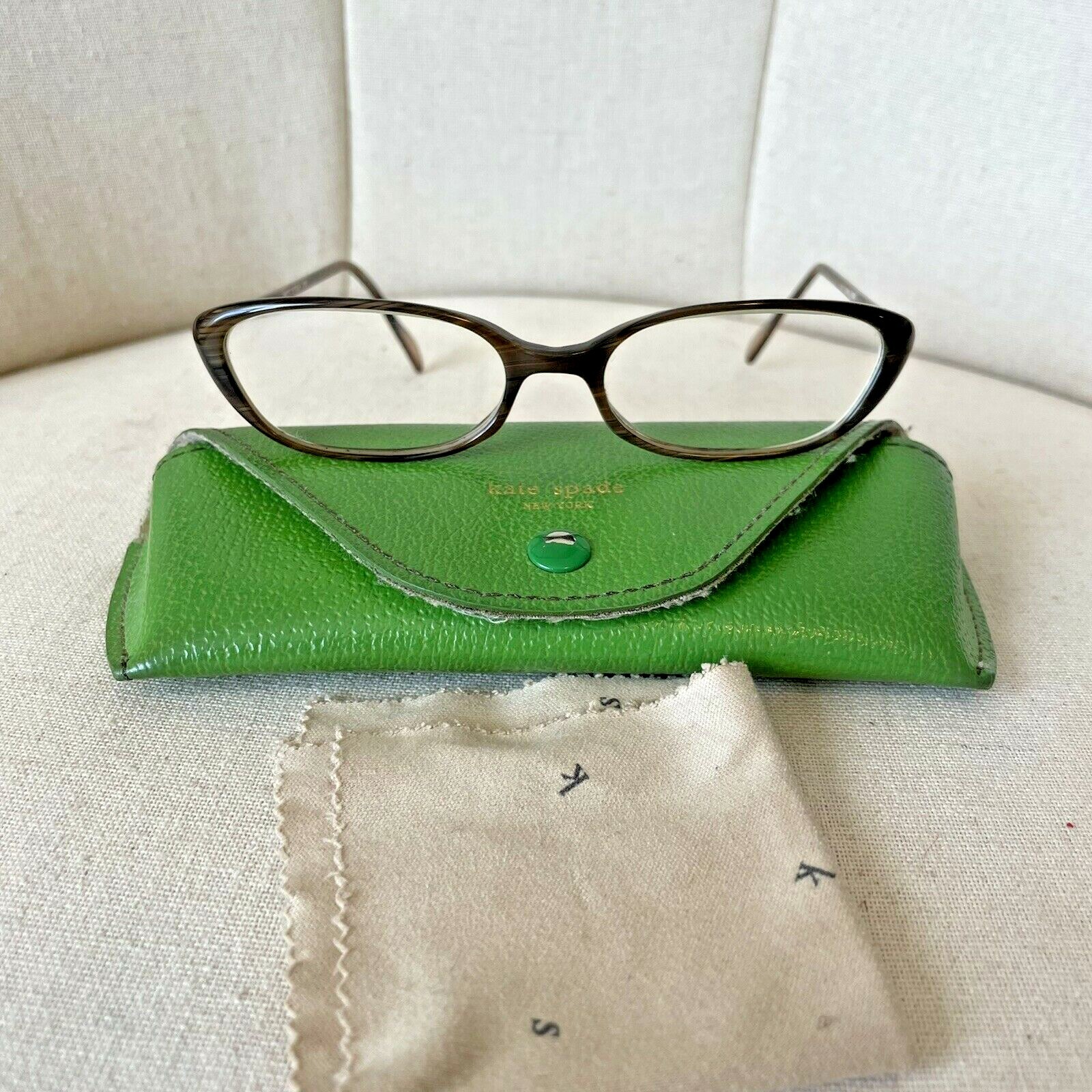 Kate Spade Quinn Eyeglasses Brown Rectangle Y2K Wmns Small 130mm Italy Flaws