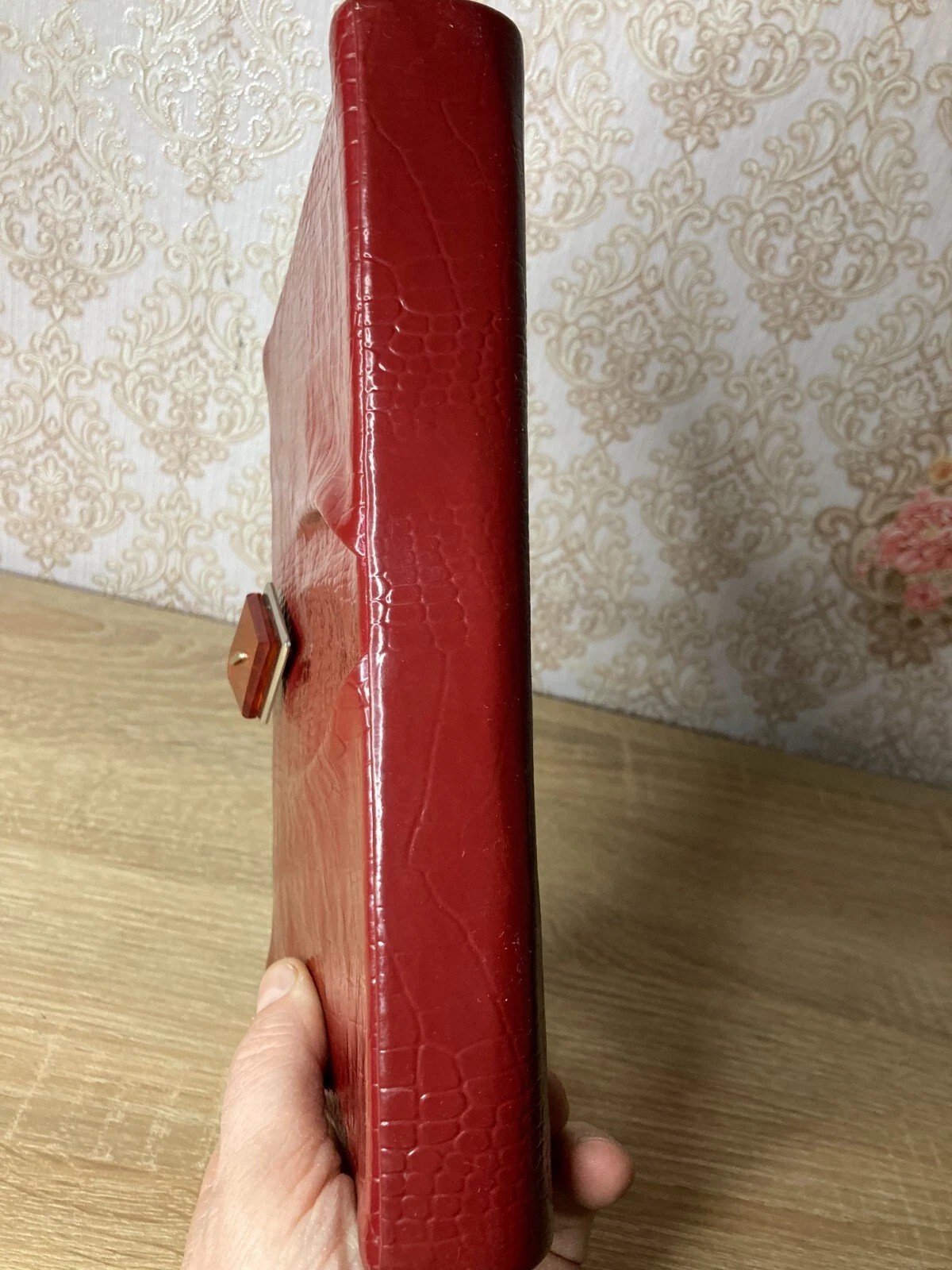 Vintage red patent leather evening bag, handbag. Clutch Bag