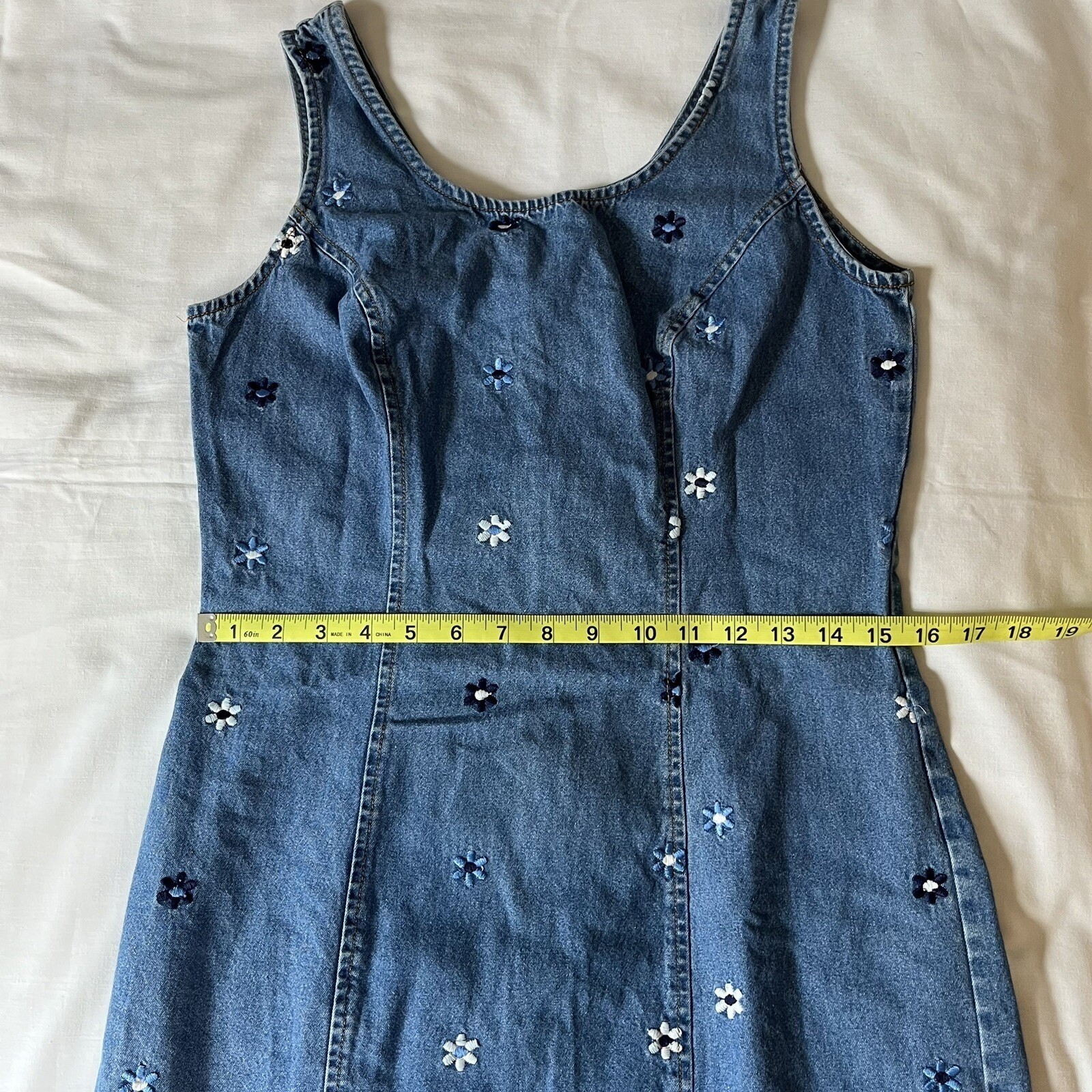 Vintage 90’s California Concepts Size 7 Denim Flower Dress Y2K Juniors Small