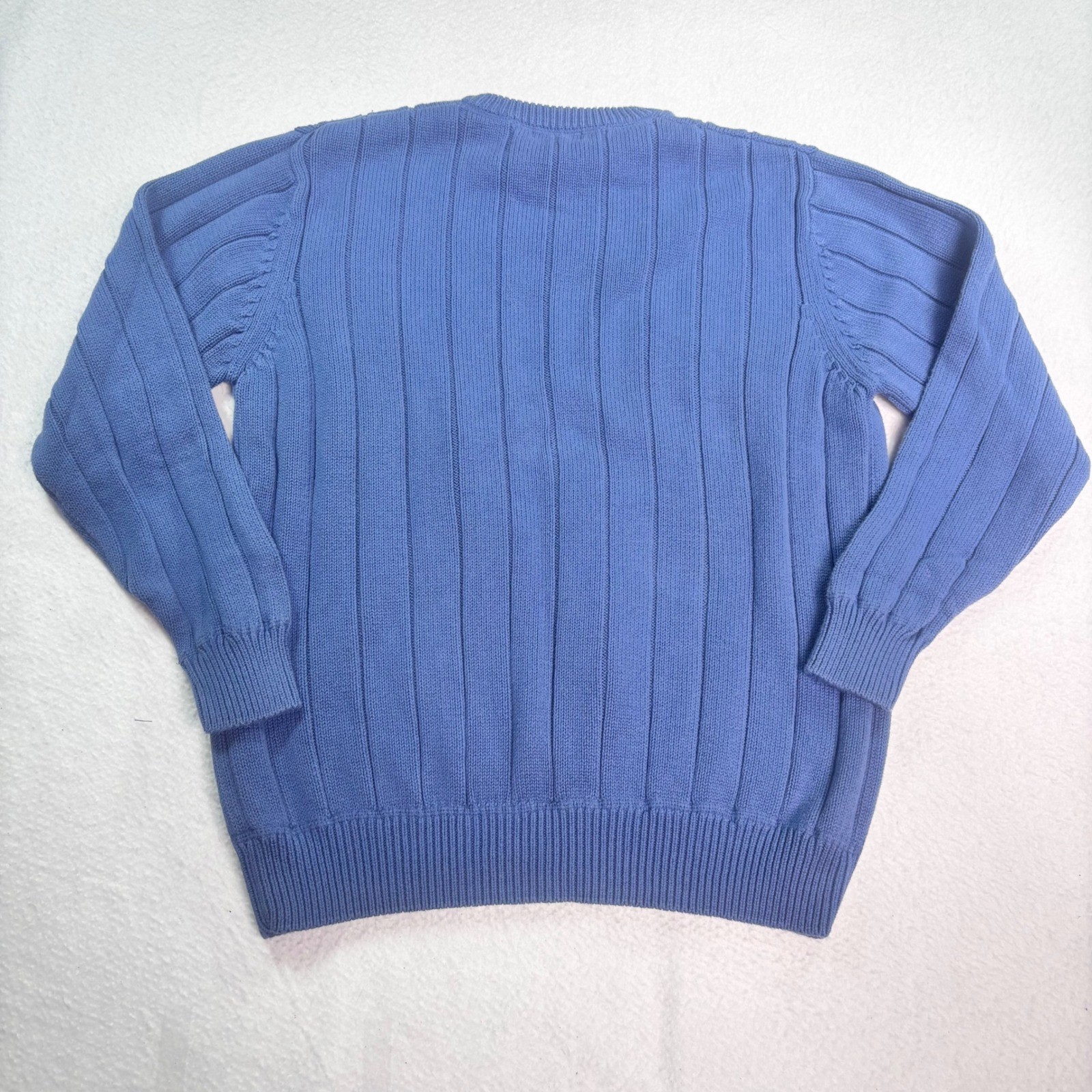 Vintage Dockers Ribbed Knit Sweater L Blue Cotton Crewneck 90s Casual Classic