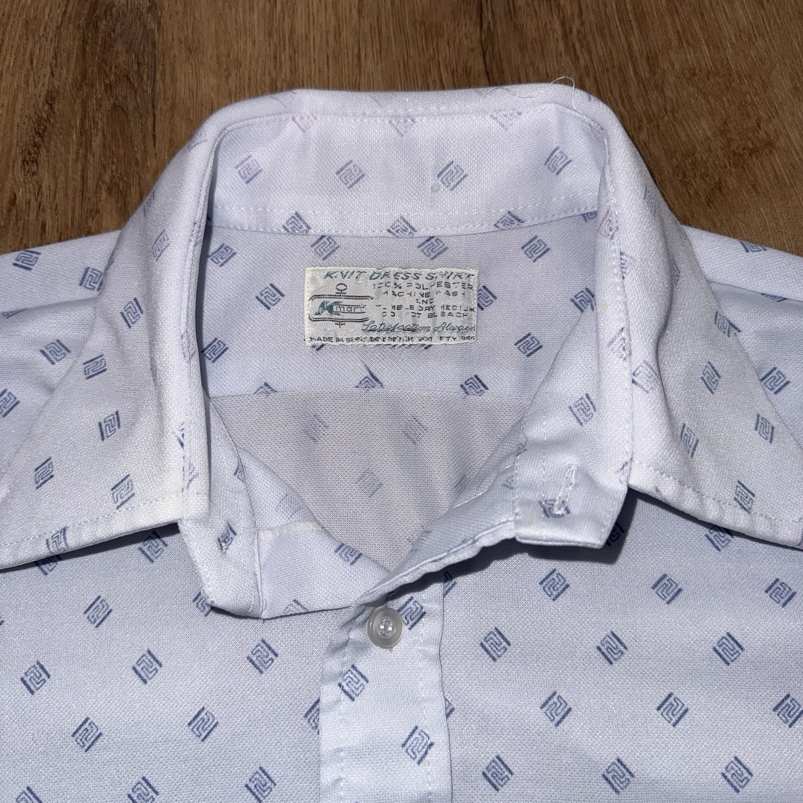 Vtg 60s 70s Disco Shirt Polyester Saturday Night Fever MCM Mod Mens Large 31″