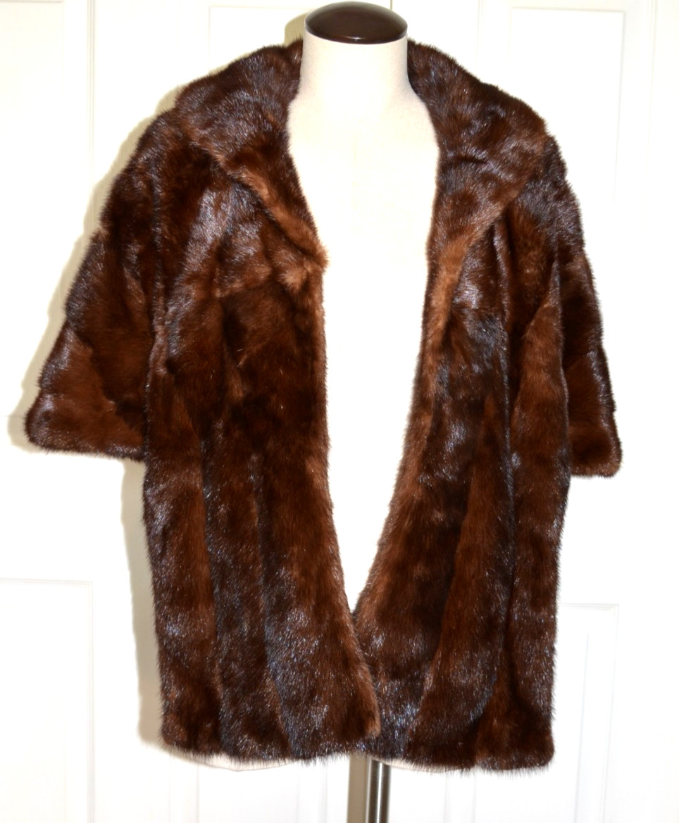 Vintage Fur Label Authority 1960’s Dark Brown Mink Stole Shaw Wrap
