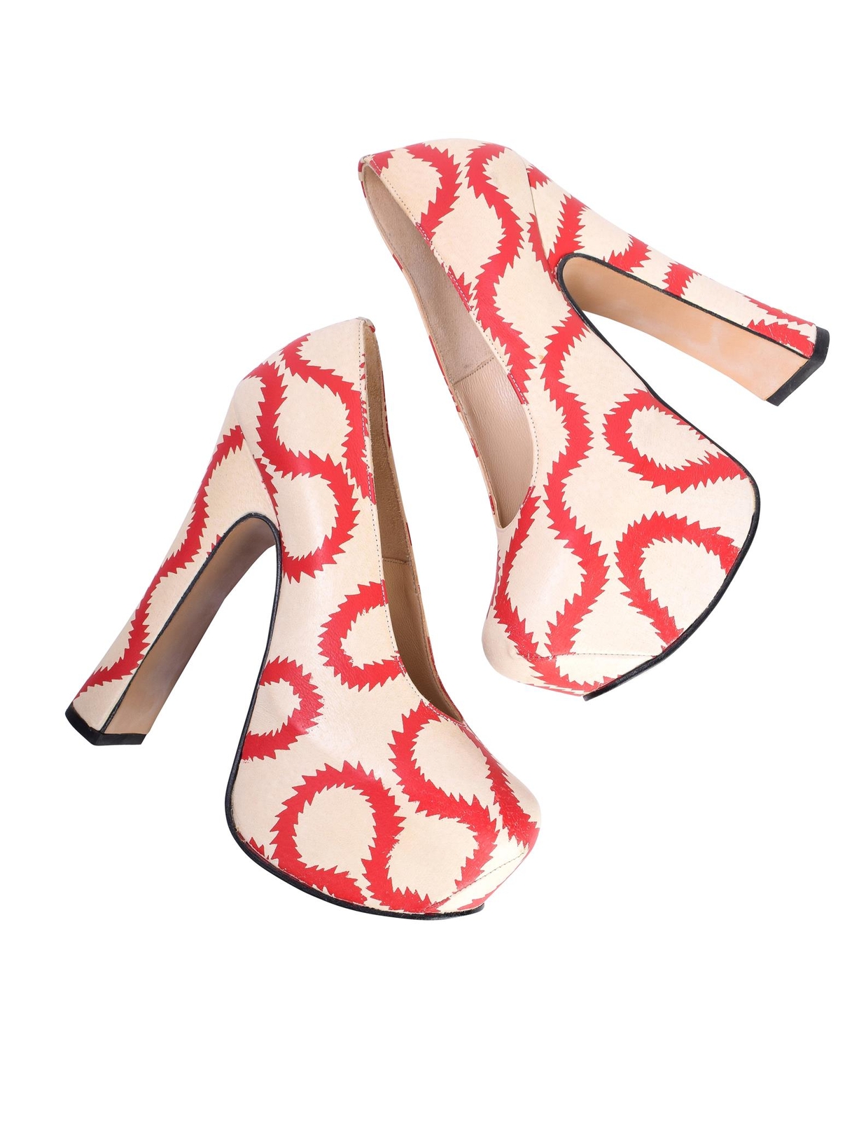 Vivienne Westwood SS 2013 Iconic ‘Pirate’ Squiggle Print Leather Elevated Court