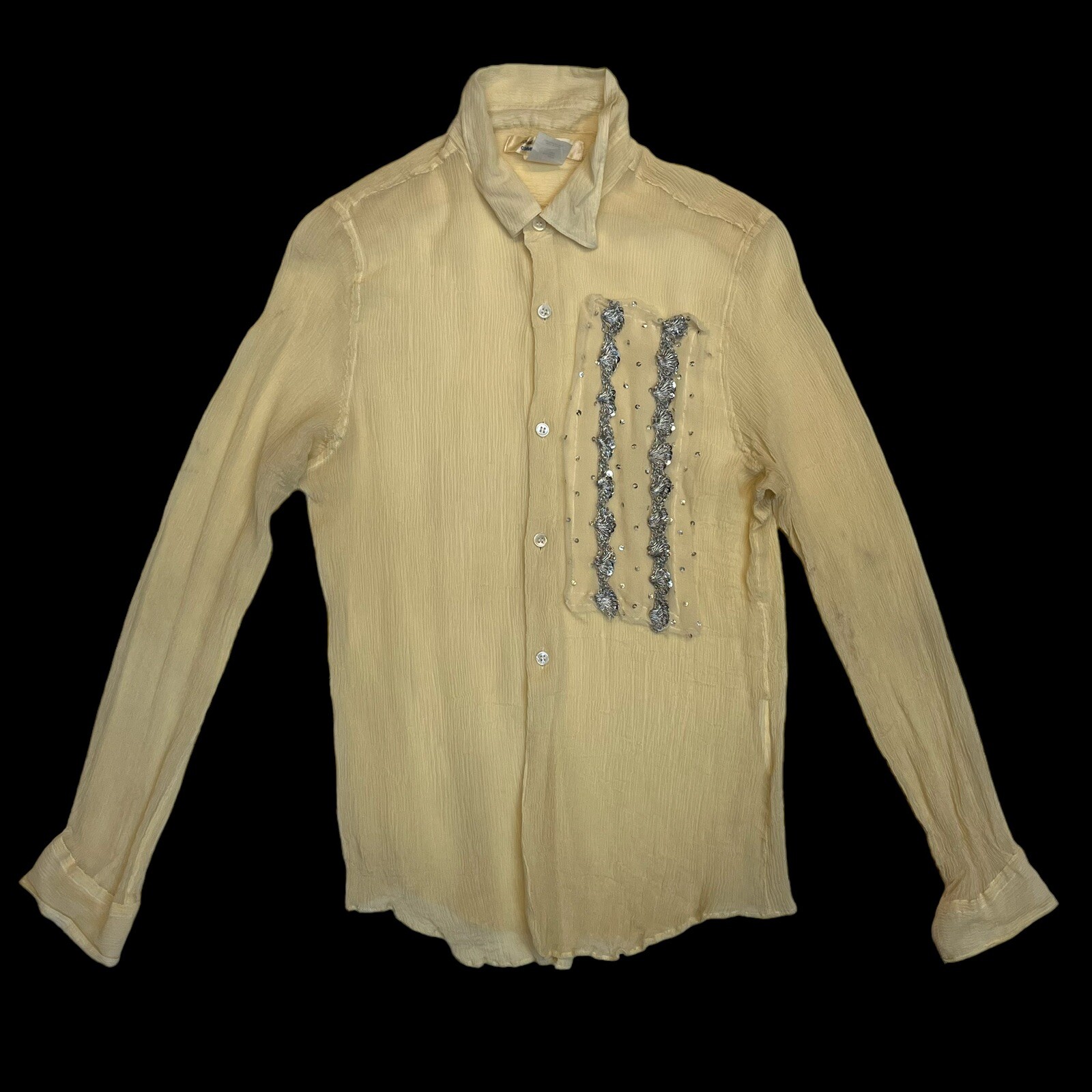 Vintage COMME DES GARCONS Ivory Sheer Button Up Sequin Shirt SILK Italy