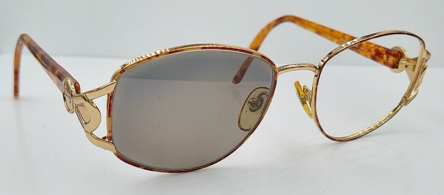 Vintage Genny 615 Brown Gold Oval Metal Sunglasses Italy FRAMES ONLY