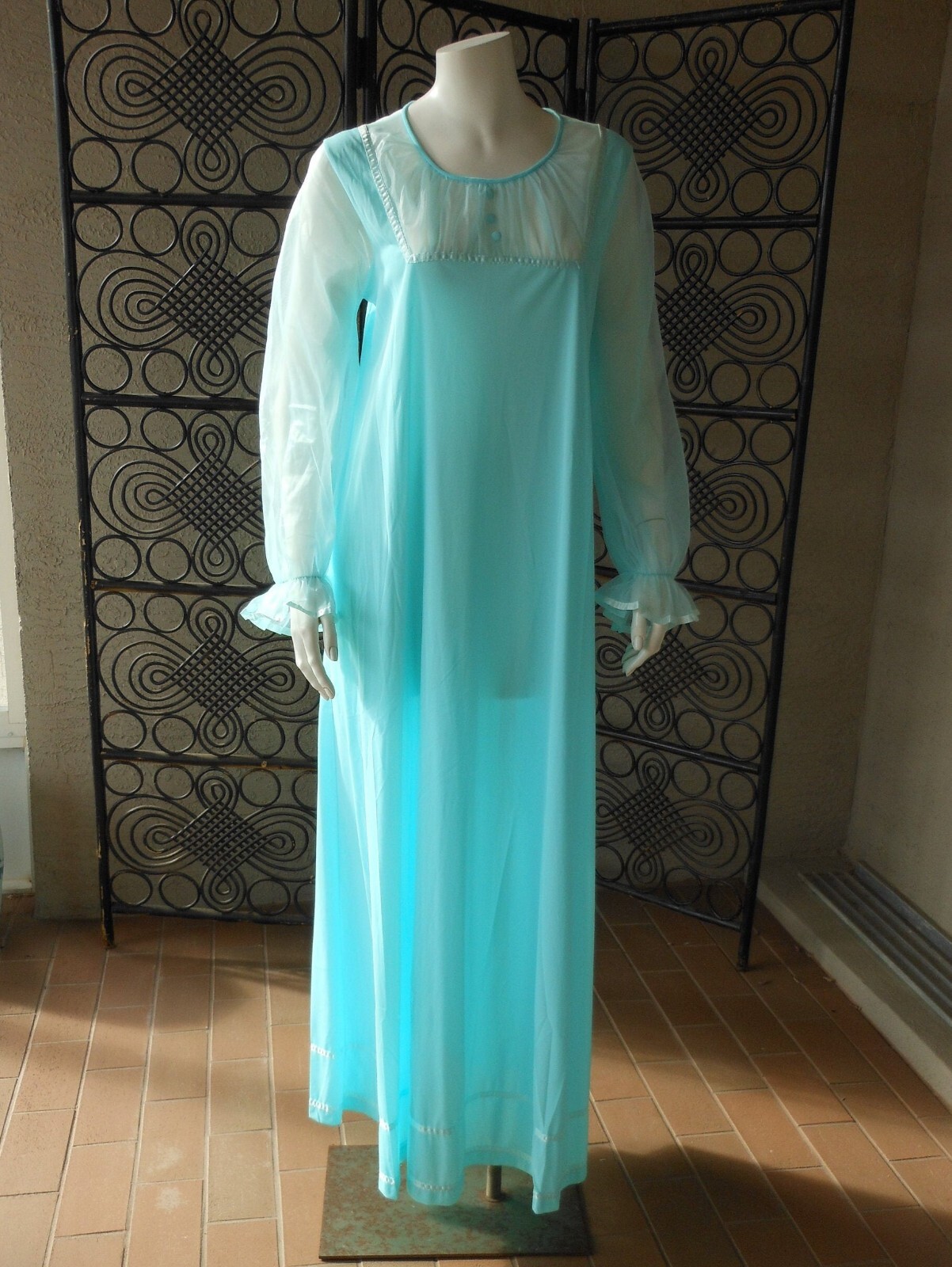 Formfit Rogers Nightgown Sheer Chiffon Bust Sleeves Romantic Fairycore Lingerie