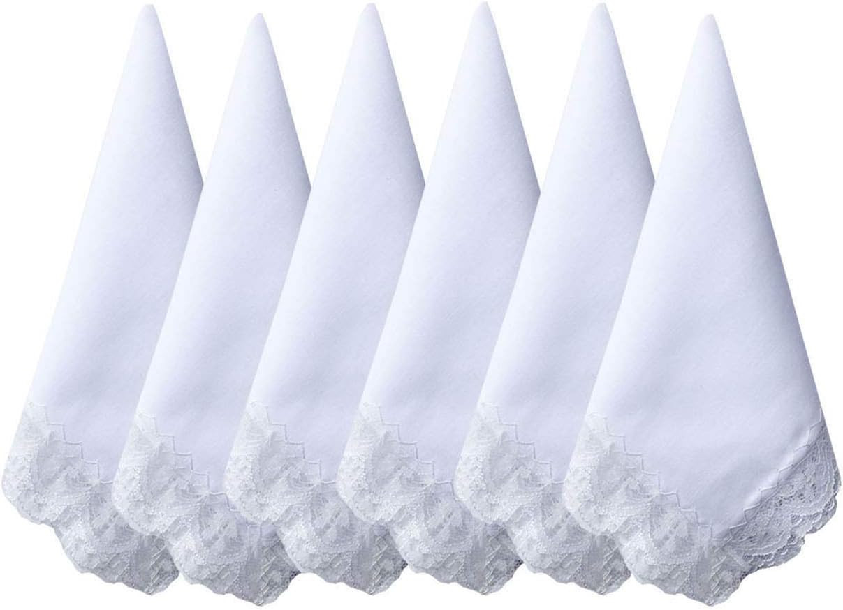Lace Cotton White Handkerchiefs Perfect Wedding Bulk