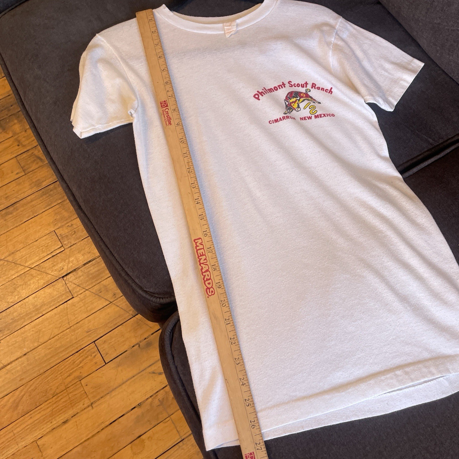 Vintage 60s Philmont Scout Ranch BSA Boy Scouts T-shirt Adult Size XS 16×26.5