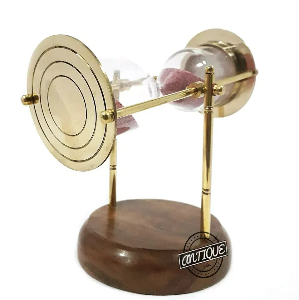 Vintage Wood Base Hourglass Timer Clock – Office & Library Sand Timer Gift